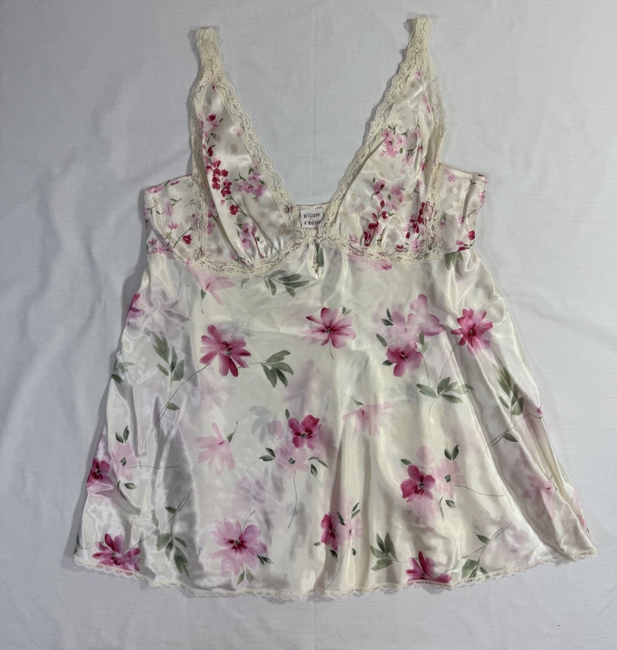 Y2K Gilligan O’Malley White & Pink Floral Coquette Babydoll Nightgown XL