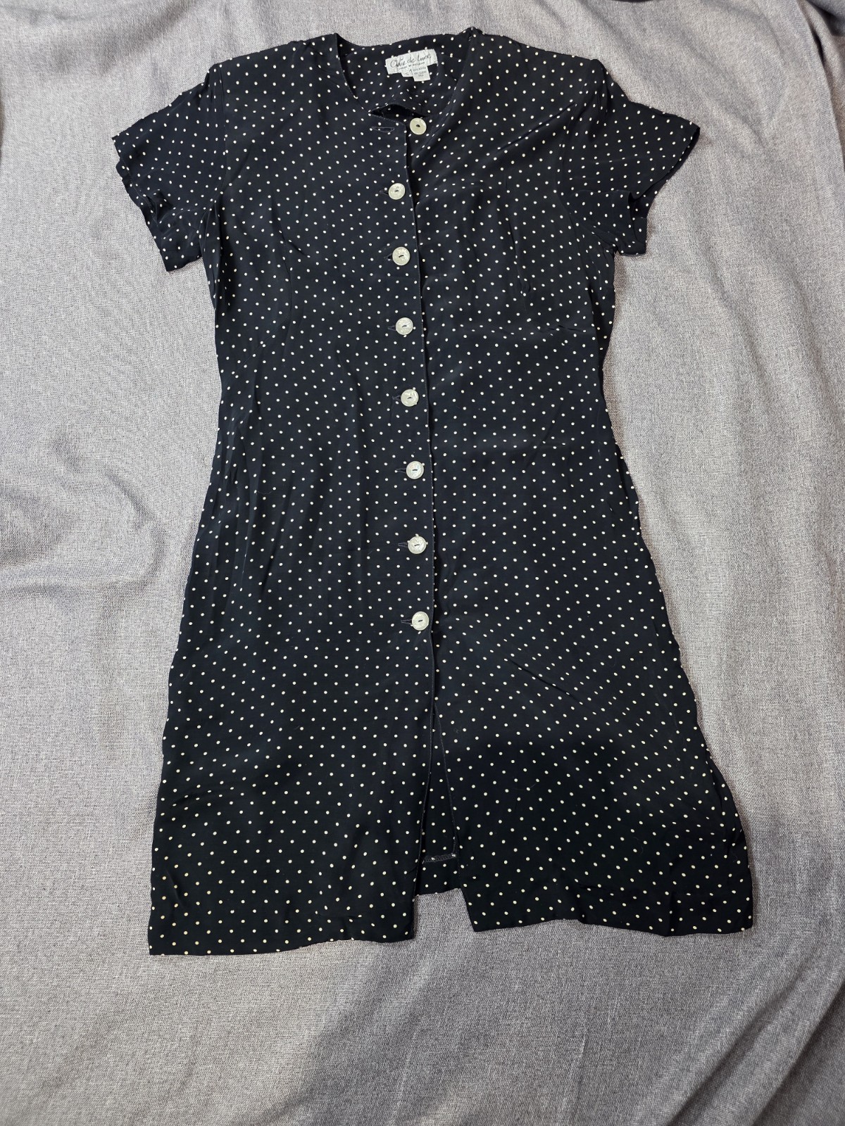 Size S- Vintage Dress-Clair de Lune, Made in Ireland, Black And Beige