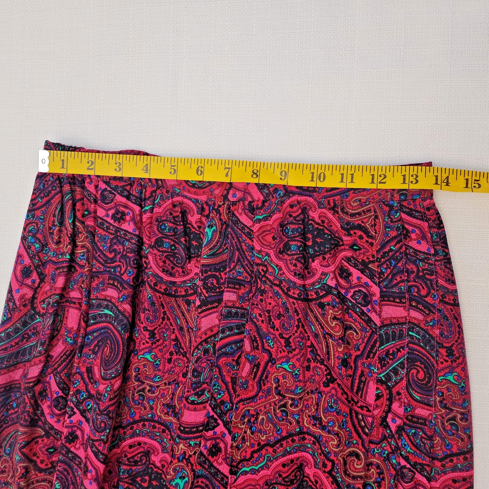 Vintage 80s Pink Paisley Two Piece Sweater Skirt Set Anthony Sicari Size 12
