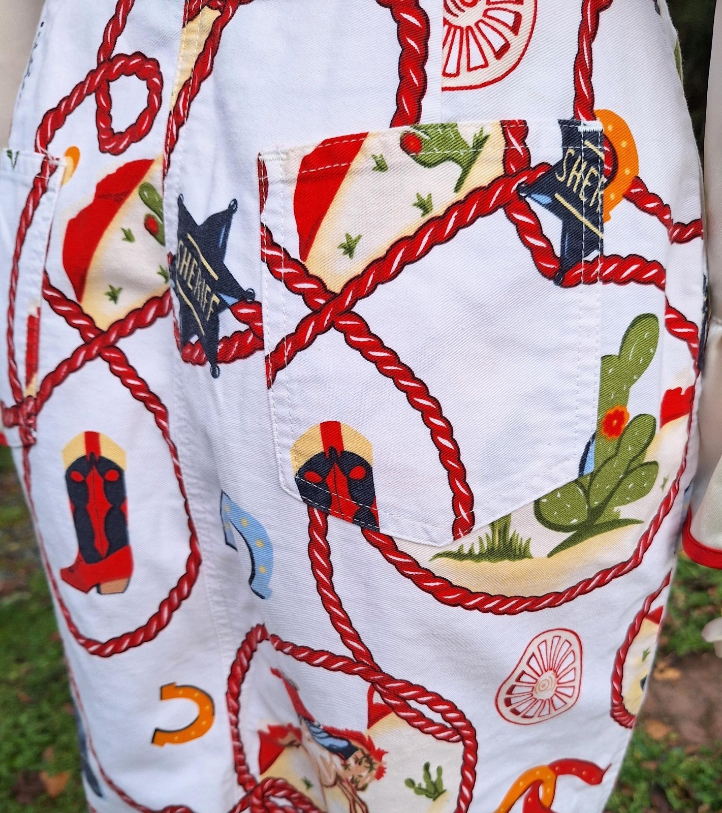 Vintage Wrap Skirt Cotton Twill with Southwest Cowboy Print – 1980s