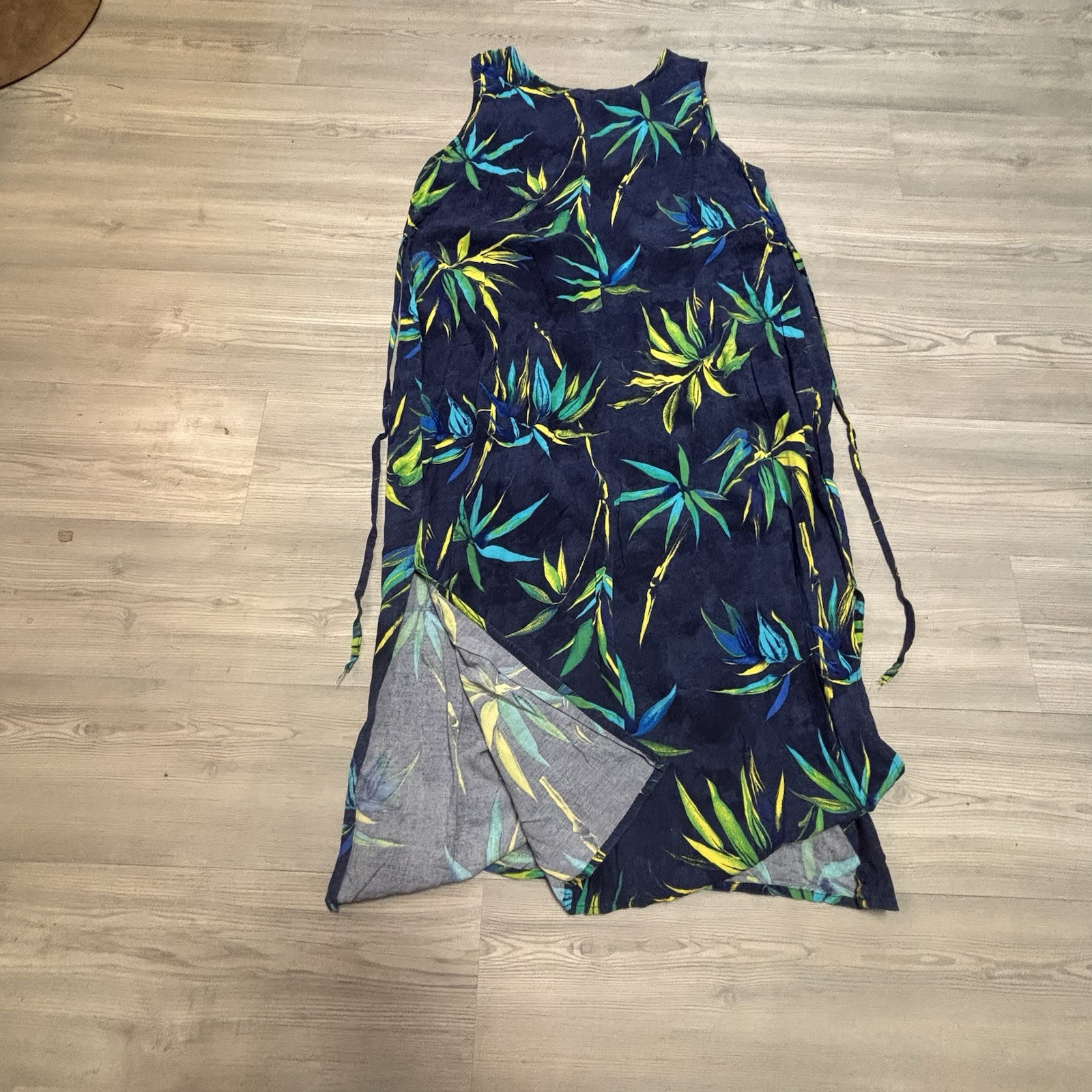 Lady Darian 16W Blue/Green/Yellow Floral Long Dress Perfect Pool Beach Casual