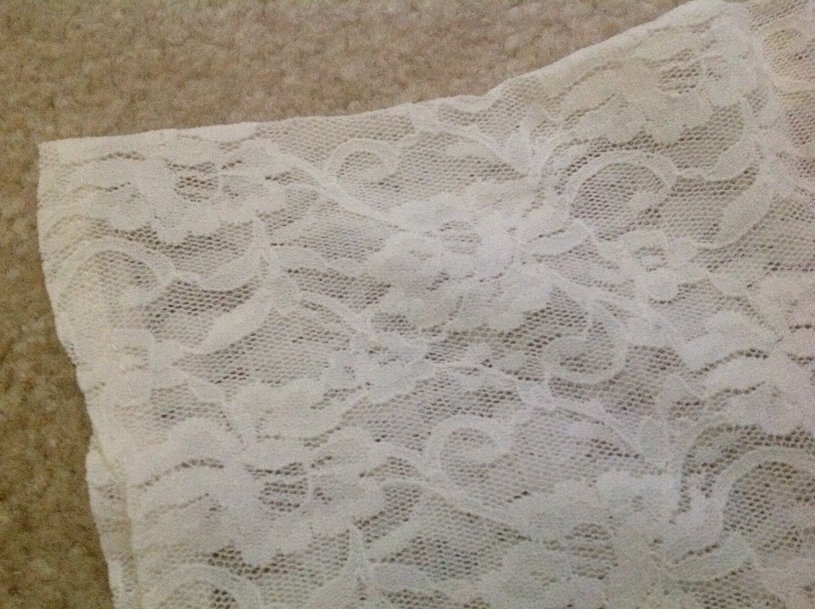 VINTAGE BELDOCH POPPER SHORT SLEEVE SIZE LARGE BEIGE STRETCH NYLON LACE TOP