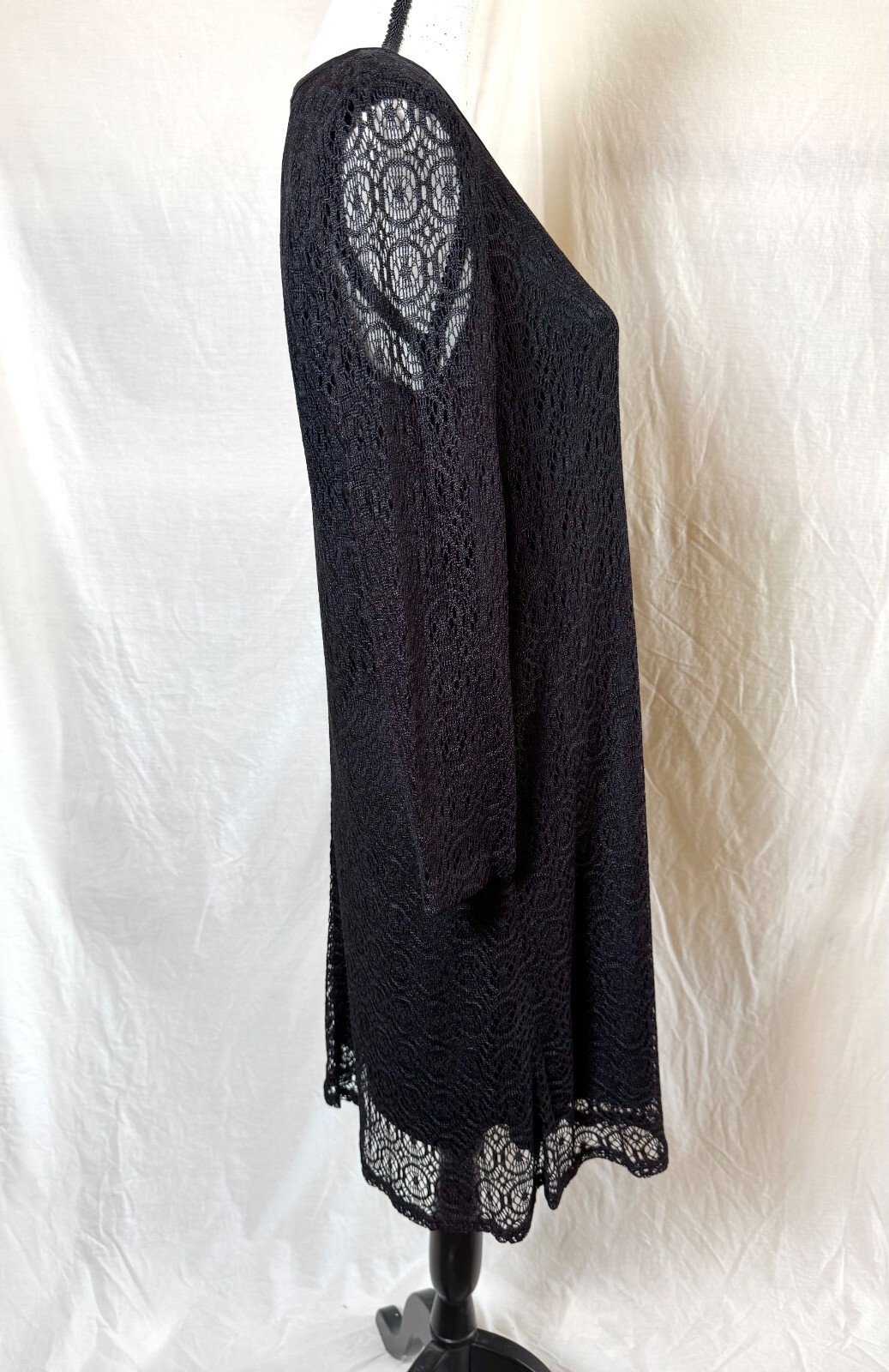 Harlow Vintage Dress Women’s Black Lace Cocktail Sz 12 Long Sleeve Sheath Lined