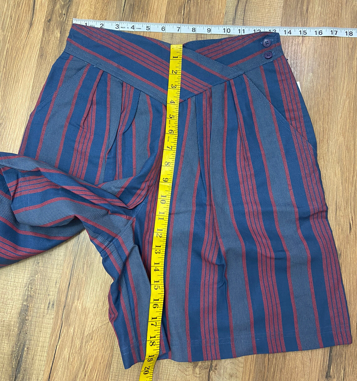 Vintage Happy Legs NWT Blue & Red Striped High Waist Shorts Women’s Size 7
