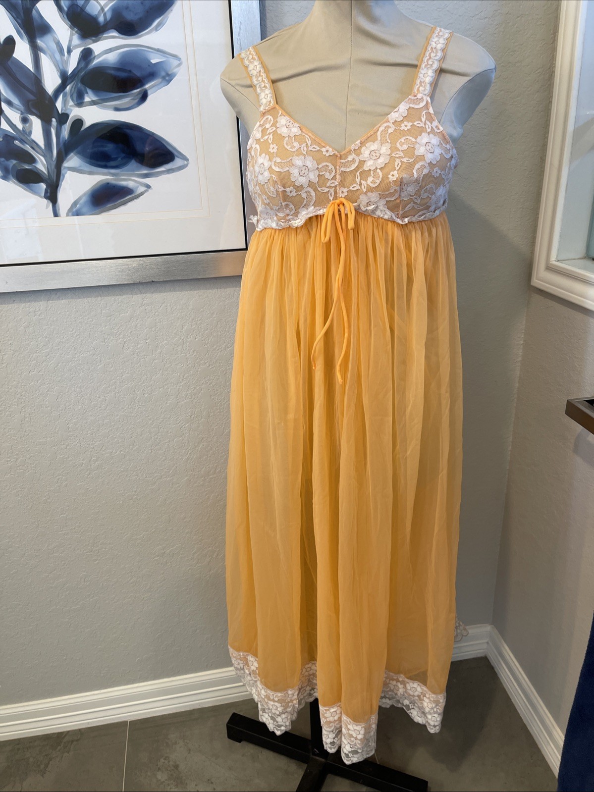 Vintage Jenelle of California Nightie Orange 2 Layer Sz M(measurements)