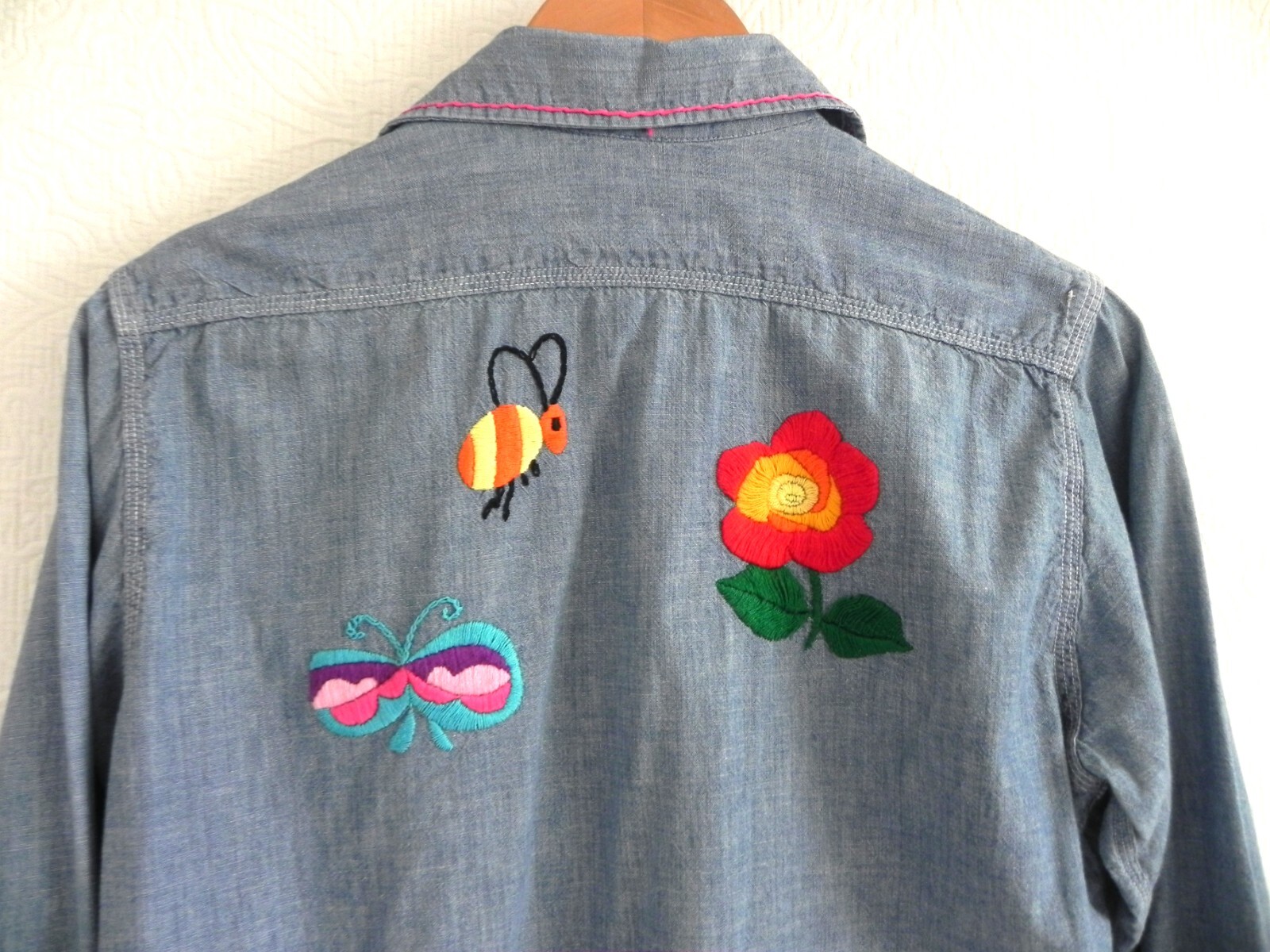Vtg JC Penny Big Mac Button Up Shirt Long Sleeve 100% Cotton Embroidery Size L