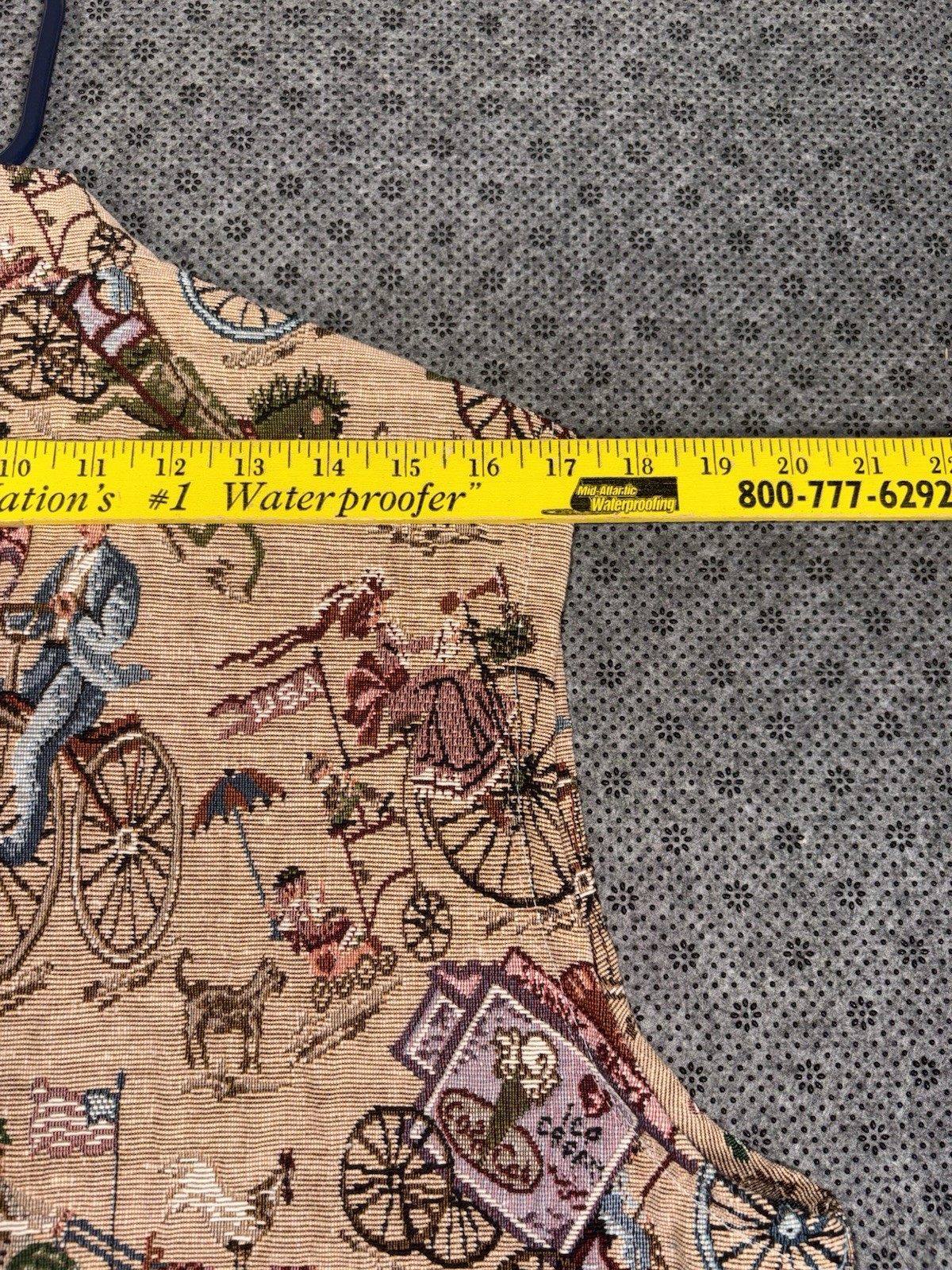 VTG Tapestry Full Zip Vest Victorian Novelty Italian Bicycle Ice Cream Size XL