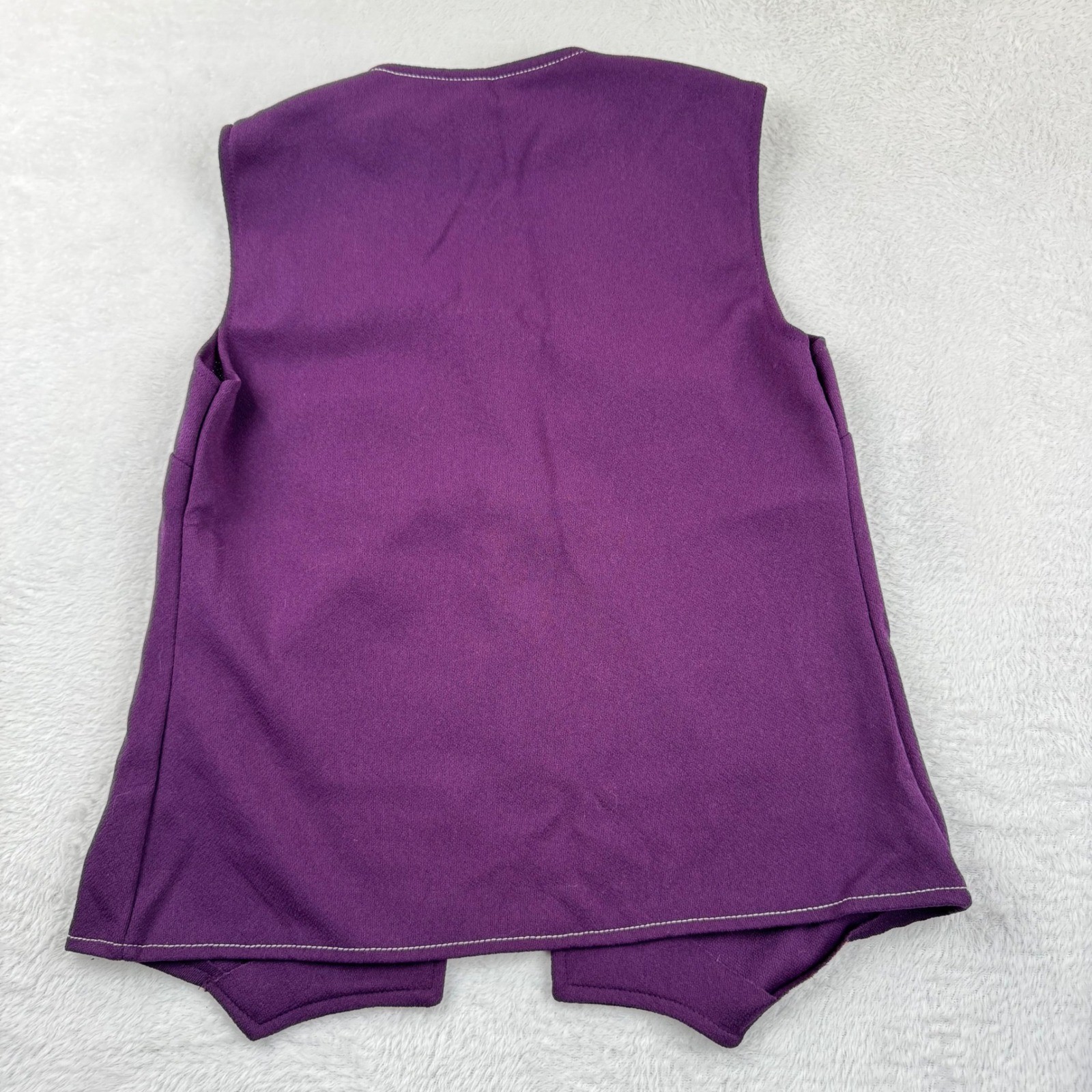 VINTAGE Lady Blair Cardigan Vest Set Womens 7 Purple 70s ILGWU Contrast Stitch