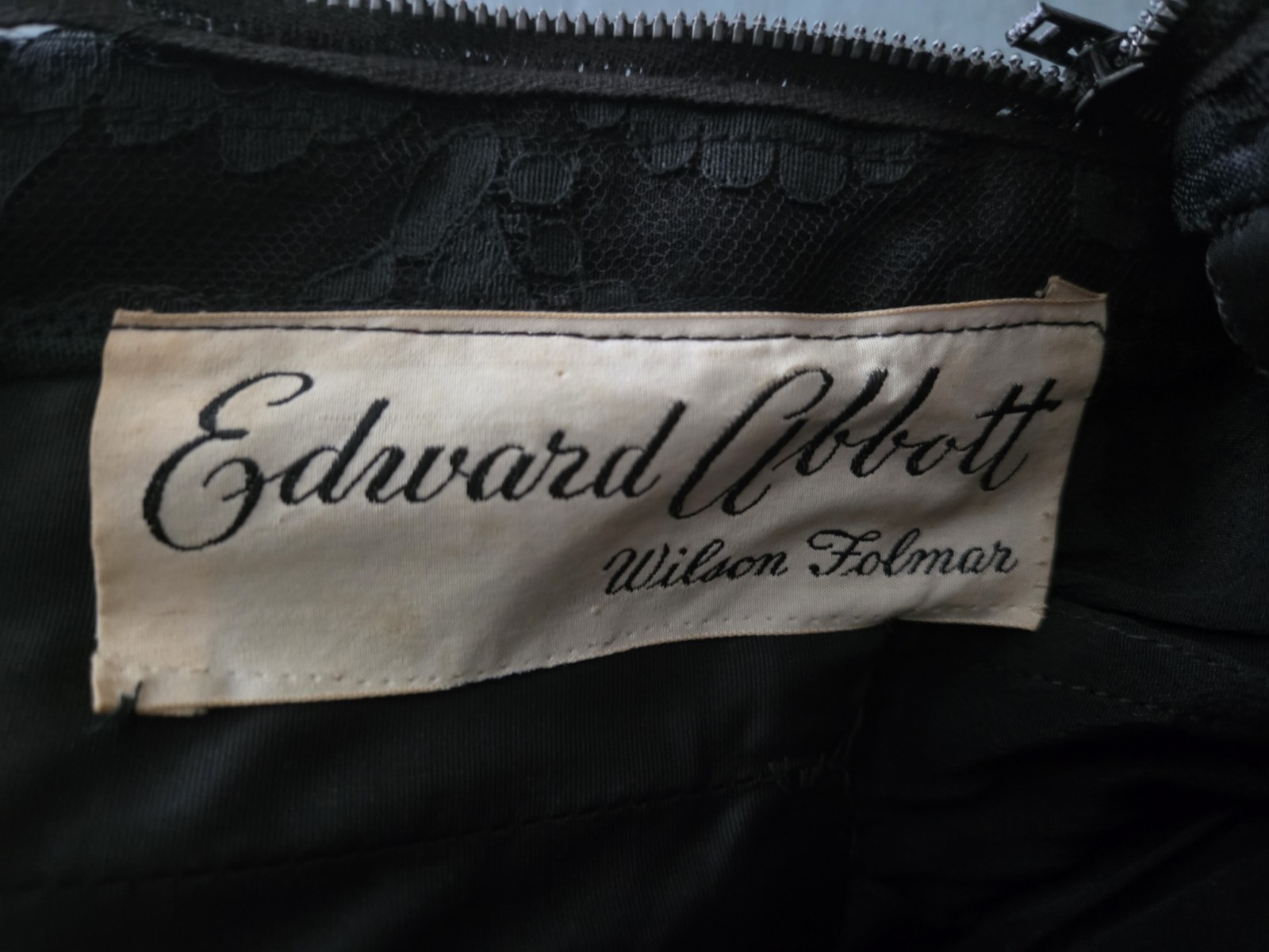 Vintage Edward Abbott Wilson Folmar Black Lace Strapless Dress, Elegant Cocktail
