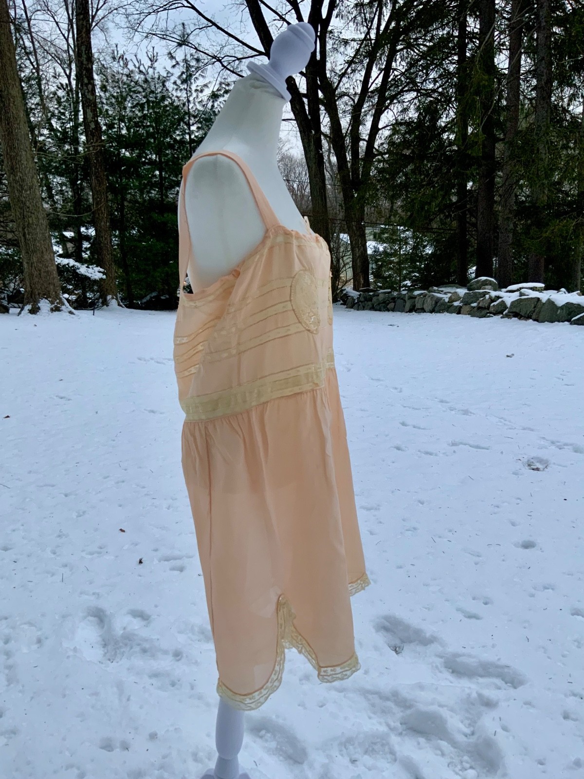 Circa 1912–1918 Blush Pink Silk Chiffon Teddy with Antique Lace – Edwardian Silk