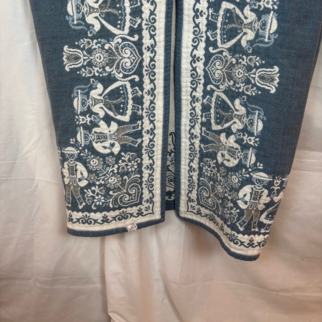 Vintage Reversible Long Cotton Jacket Created With Woven Folk Imagery