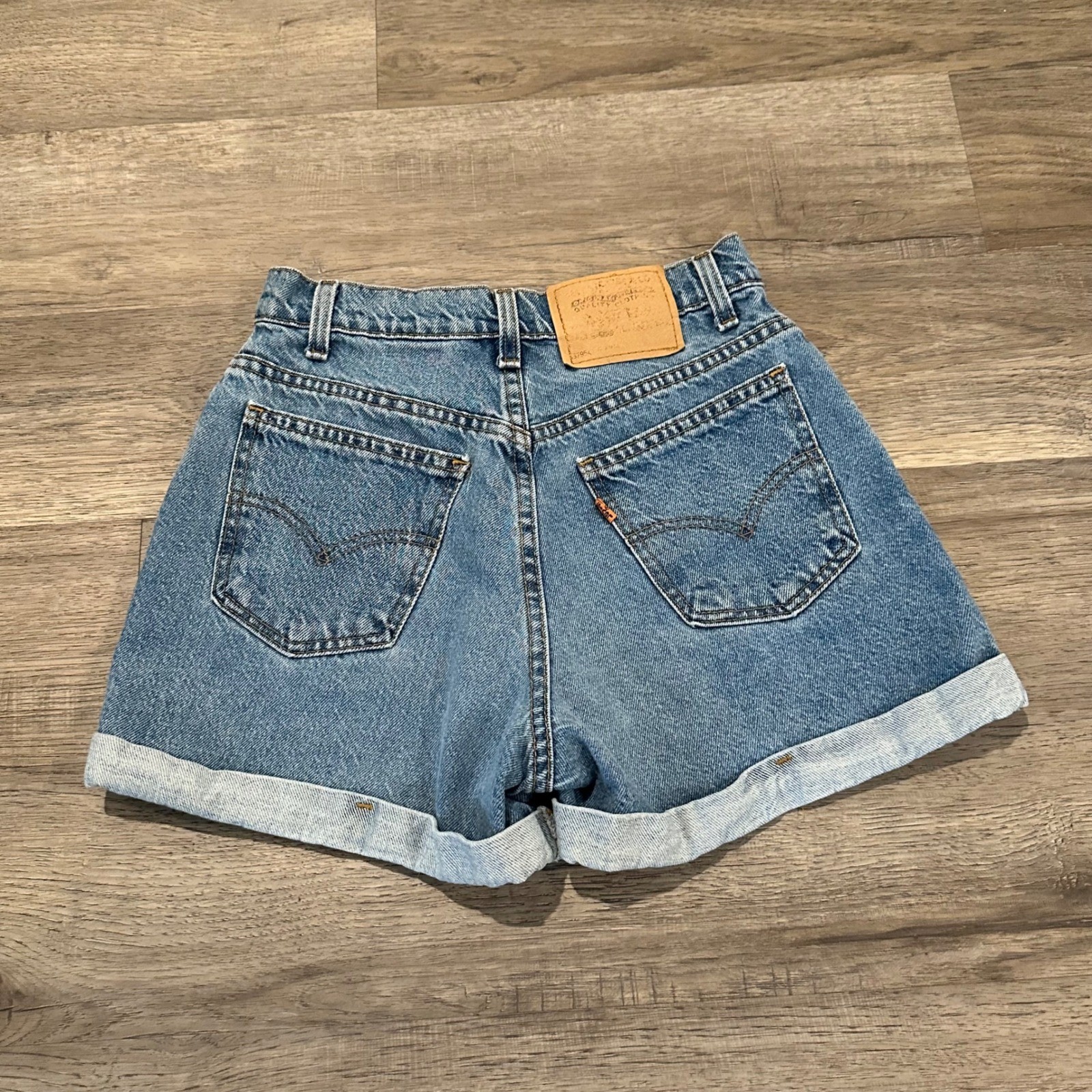 Vintage Levis Orange Tab Shorts Size 7 High Rise 100% Cotton Denim Cutoffs 1995