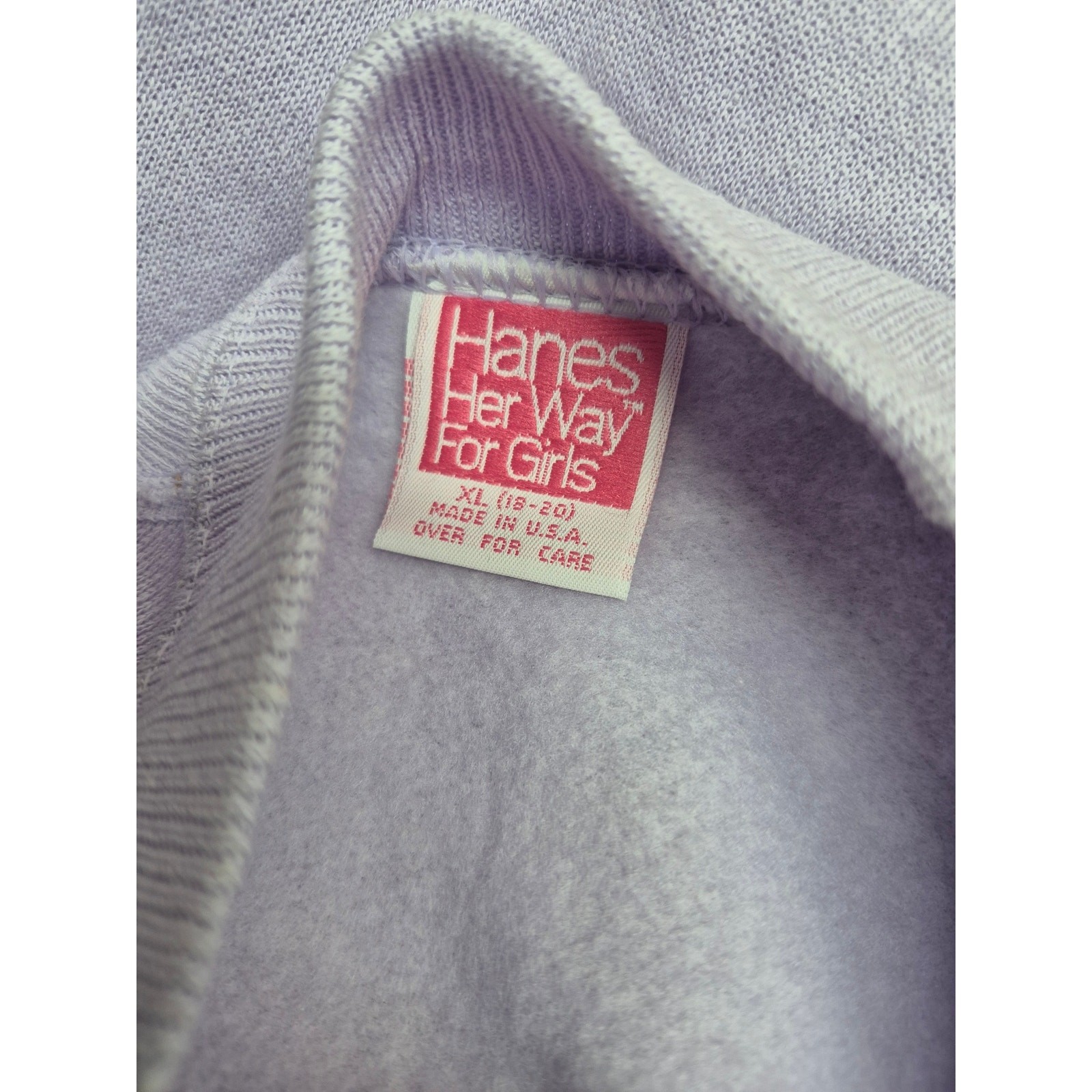 VTG 80s Lilac Raglan Sweatshirt USA-Made Hanes Her Way Cozy Softcore Youth XL