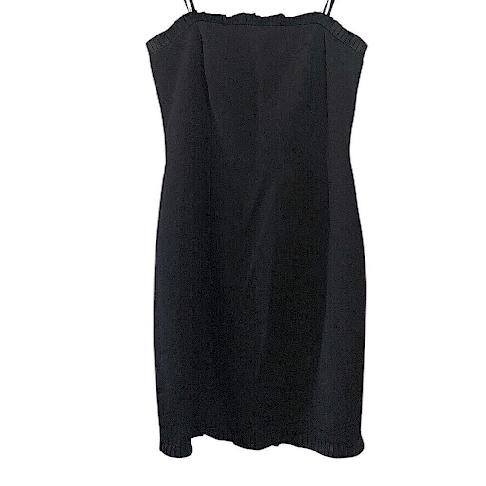 Vintage Saks Fifth Avenue Anne Stanley Black Pleated Ruffle Dress Size 12