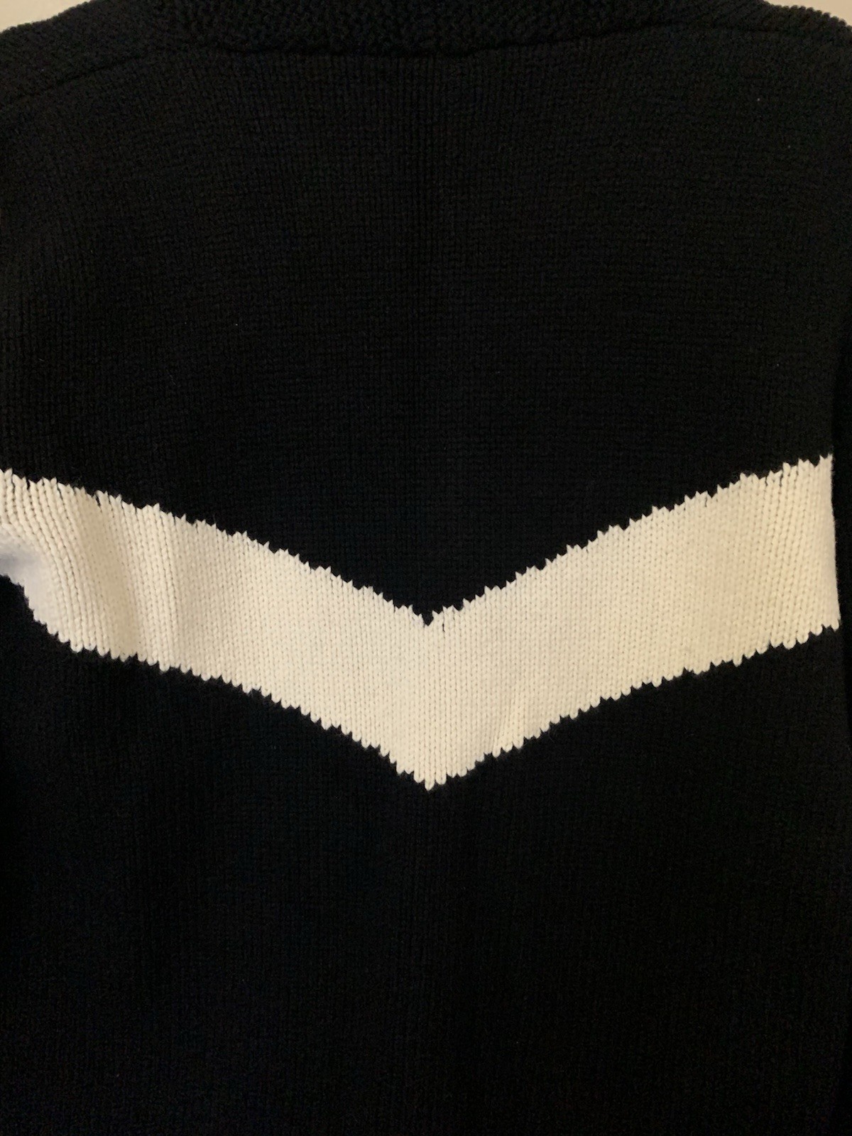 Vtg Limited America Knit Lambswool Black & White Sweater Size M Made In Italy