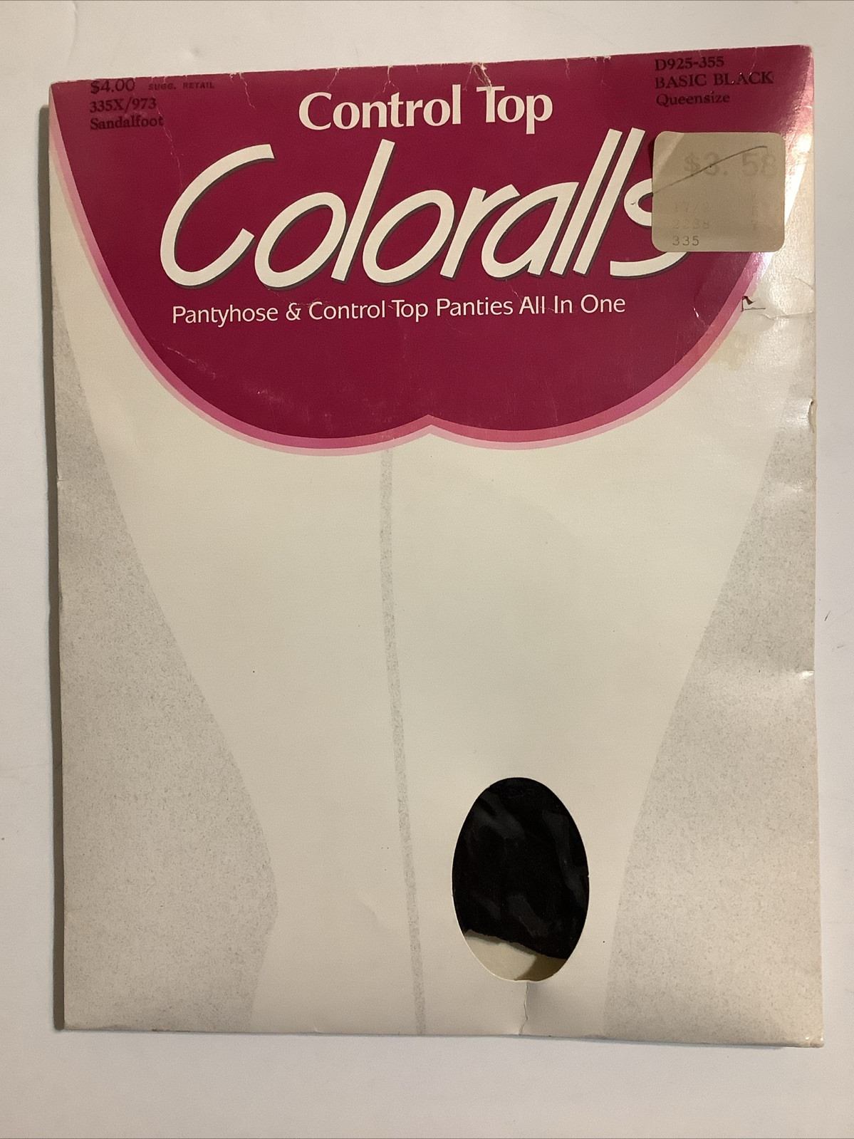 Vintage Pantyhose Coloralls Sandalfoot Basic Black Queen size Solid Control Top