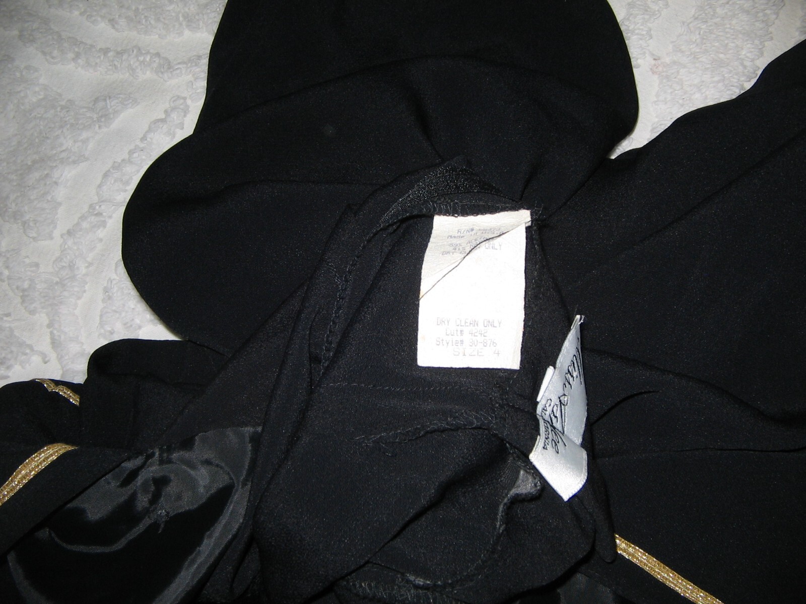VINTAGE BLACK JUMPSUIT NAUTICAL GOLD BRAID & BUTTONS SZ 4 MISS ASHLEE SEXY