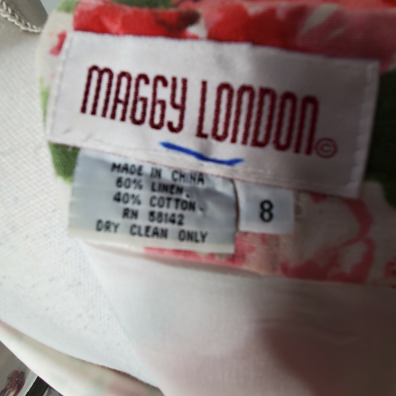 Vintage Maggy London Linen Blend Floral Sheath Tea Dress Watercolor Floral 8