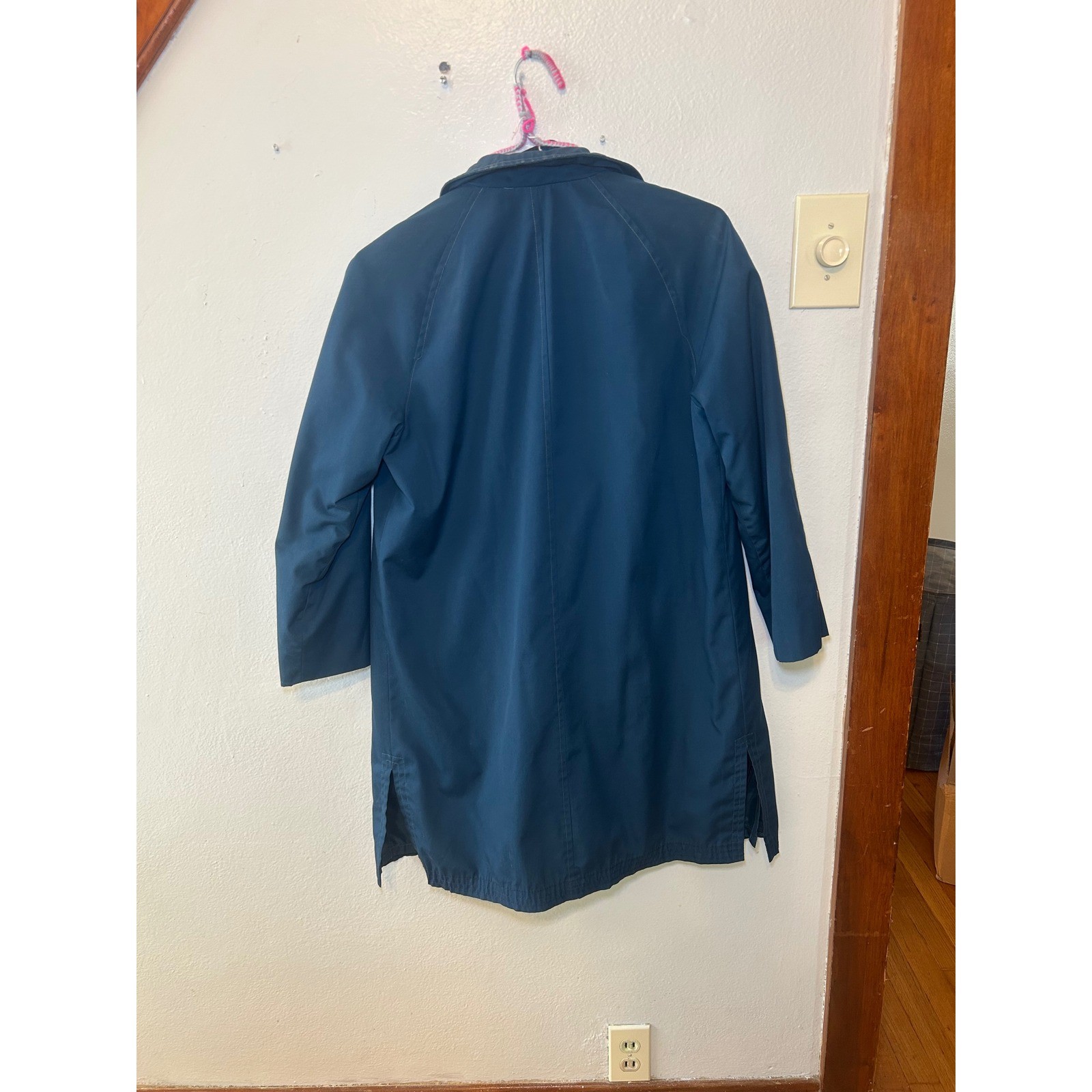 Vintage Forecaster of Boston Teal Blue Trench Coat Removable Faux Fur Lining M