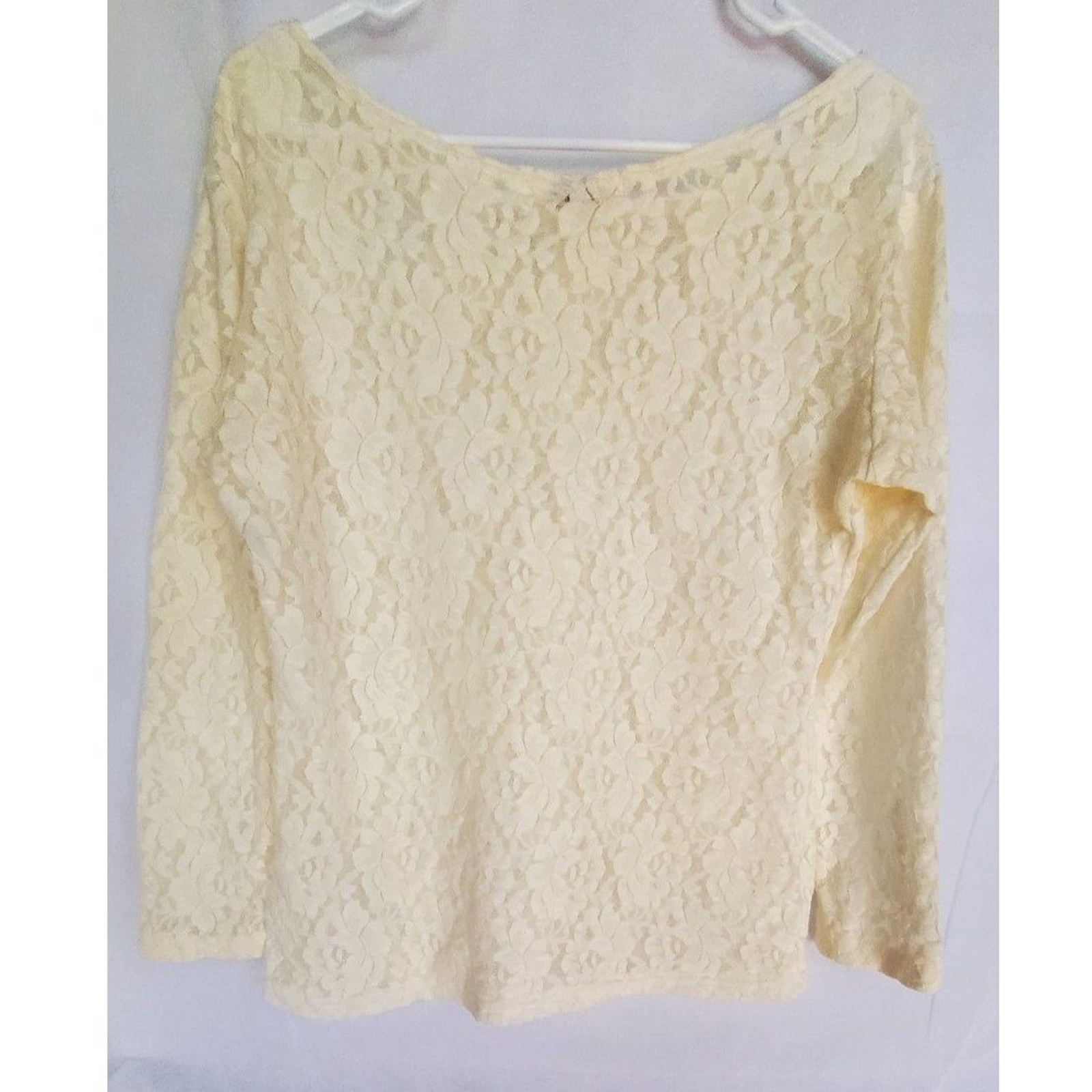 Ellen Ashley Sheer Lace 90s Y2K Grunge Fairy Stretch Boatneck Shirt Womens Large