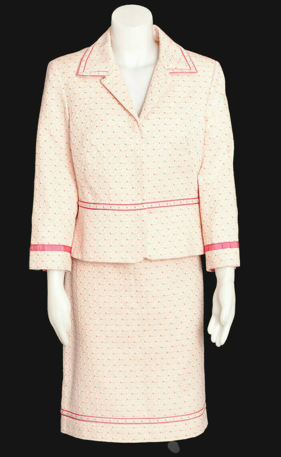 Vintage Nipon Boutique Brocade Suit Designer 2 Piece Pink, Coral & Ivory 10P