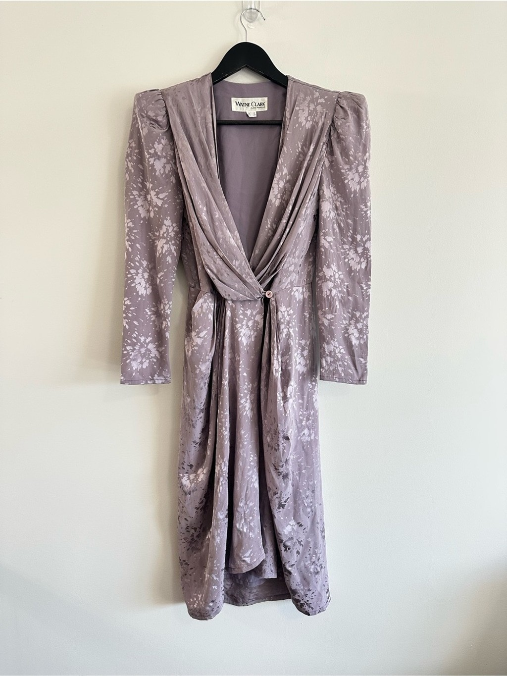 Wayne Clark Vintage Silk Draped Wrap Dress Size US 2 CDN 4 Light Purple