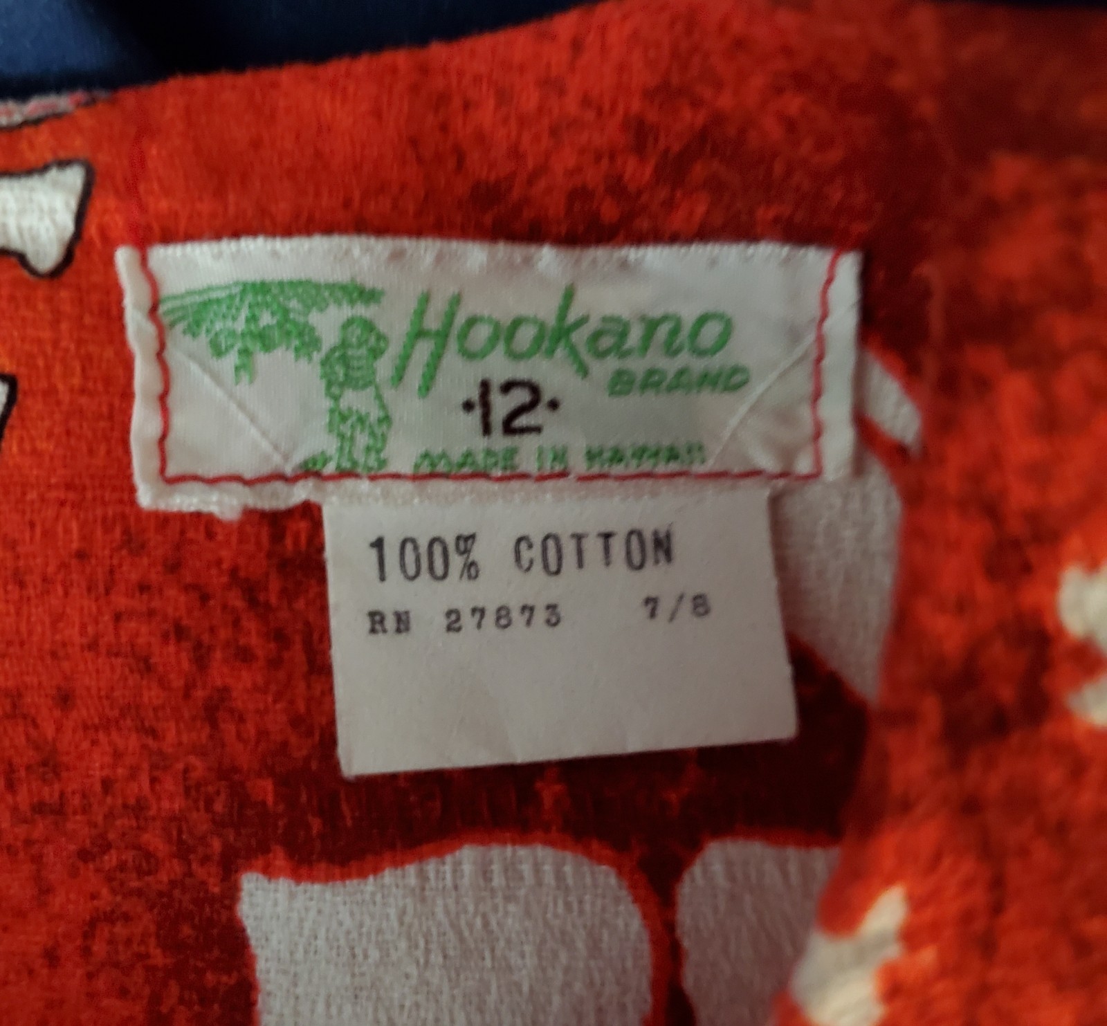Vtg Hookano Brand Red & White Floral 100% Cotton Dress 'Holiday in Hawaii’