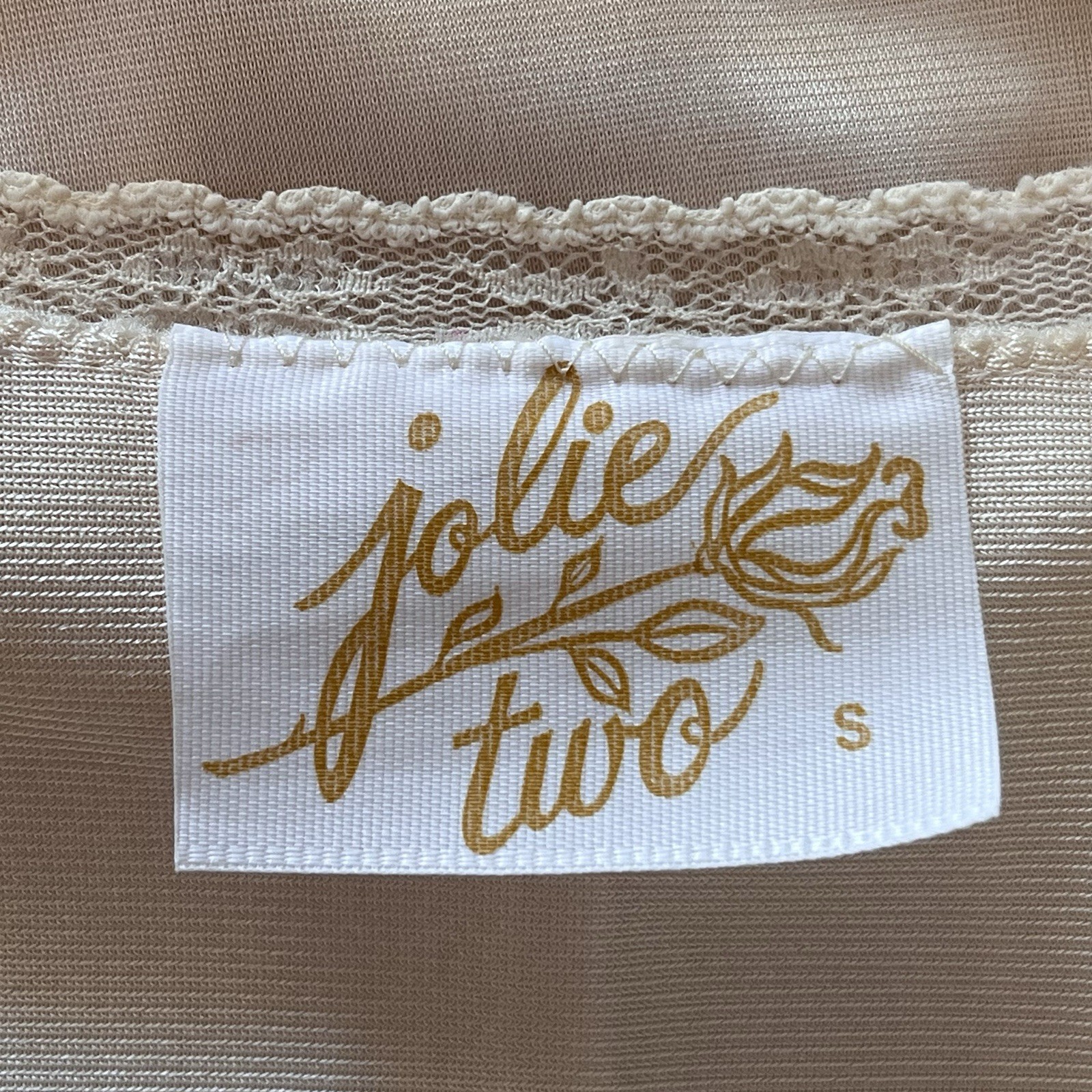 Jolie Two VTG Nylon Robe Sheer Pleated Chiffon Capelet Dressing Gown Beige Small