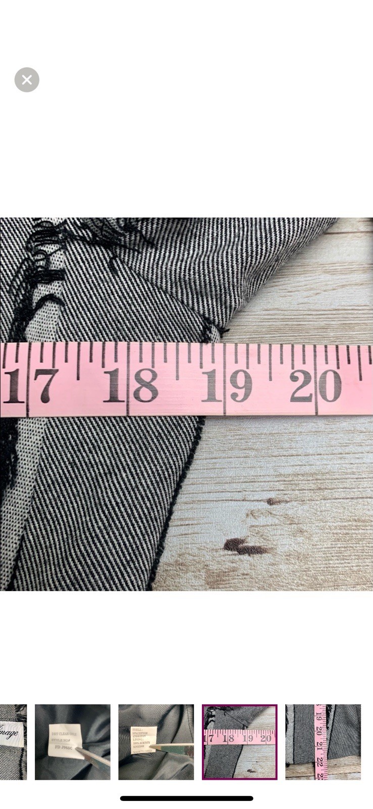 Vintage 80s Blazer Jacket Grey Gray White Stripes With Black Eyelash Mat Sz 8