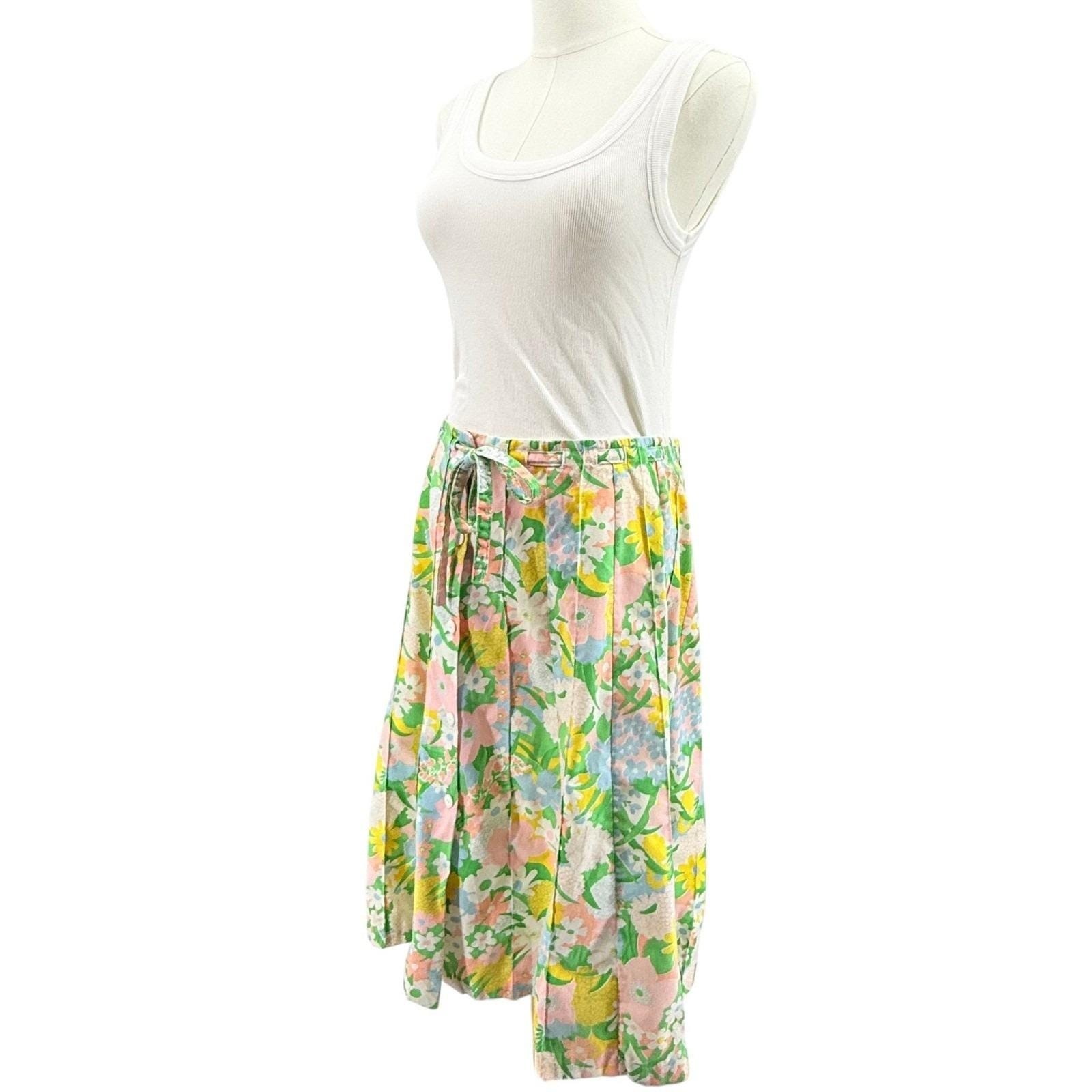 Vintage 70s 80s Mr Hank Womens Floral Midi Skirt Cottagecore Prairie Medium 30″