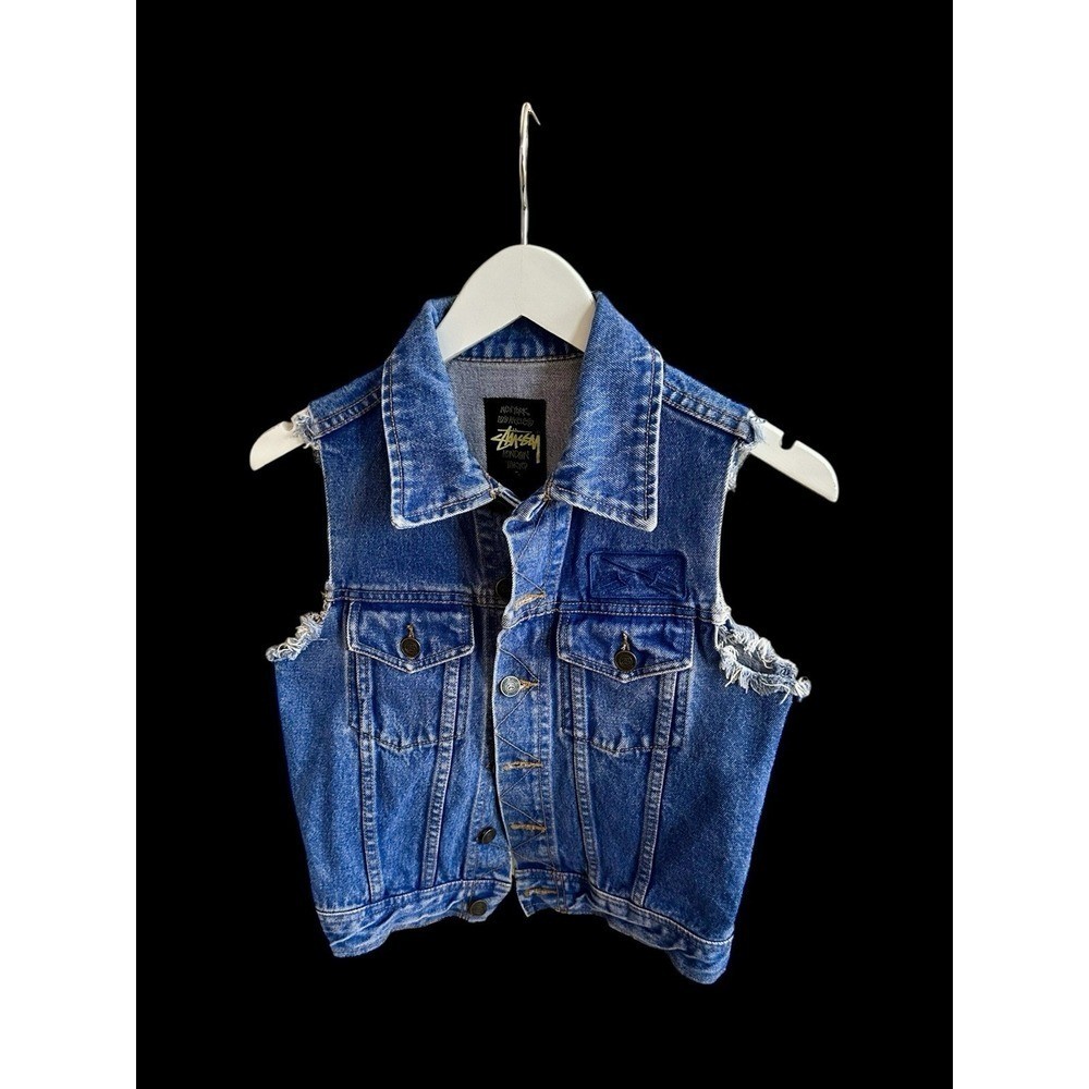 Stussy Womens Denim Vest Sz Small Streetwear 90’s Embroidered Y2K