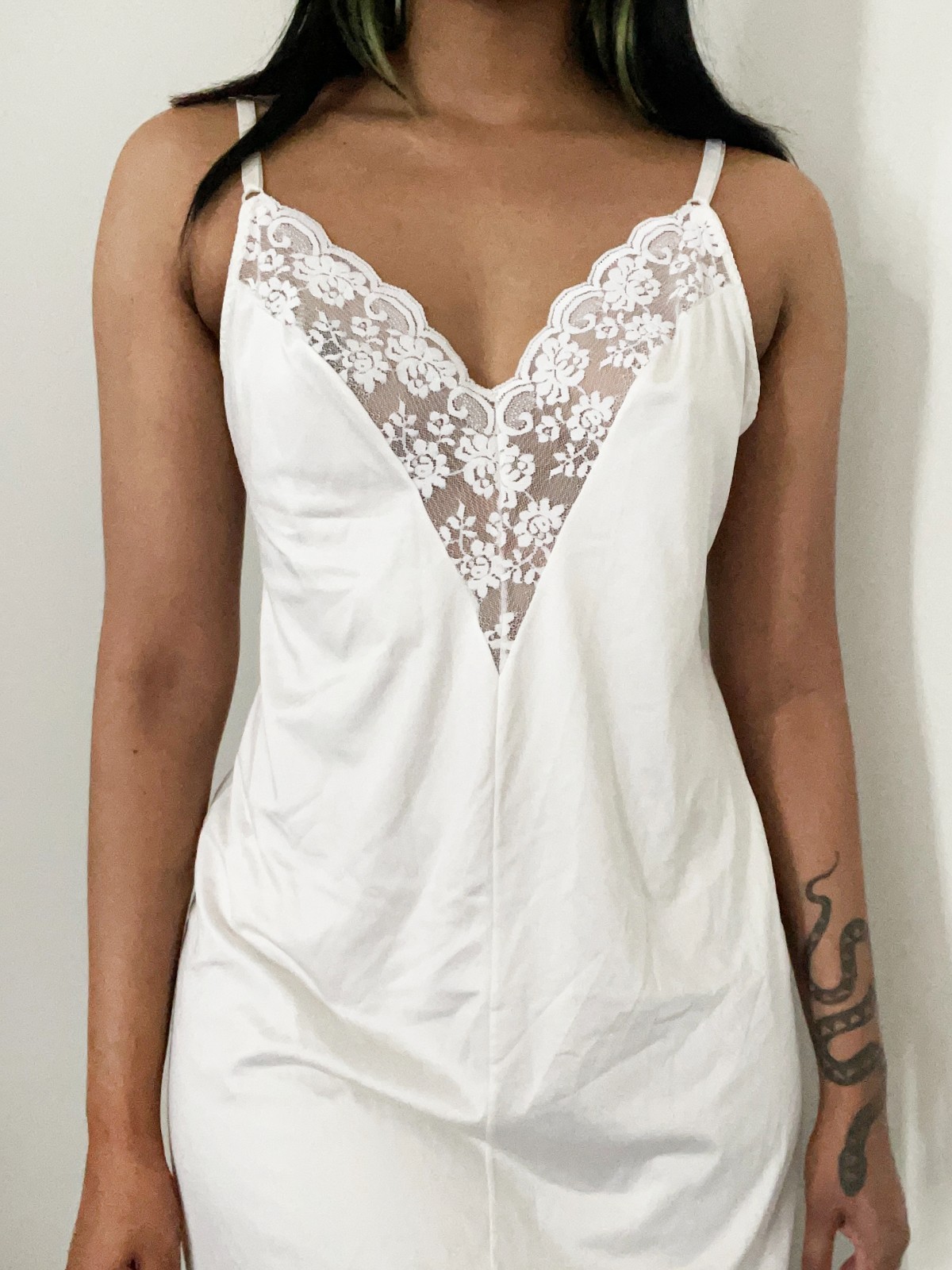 Maidenform White Nylon Full Slip Size 36 Vintage Lace Details