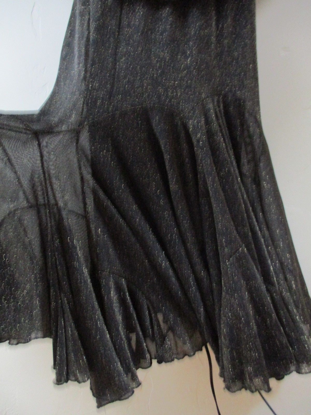 M Vintage dress Shinny gold black 1980s 1990s 2pc maxi ruffle