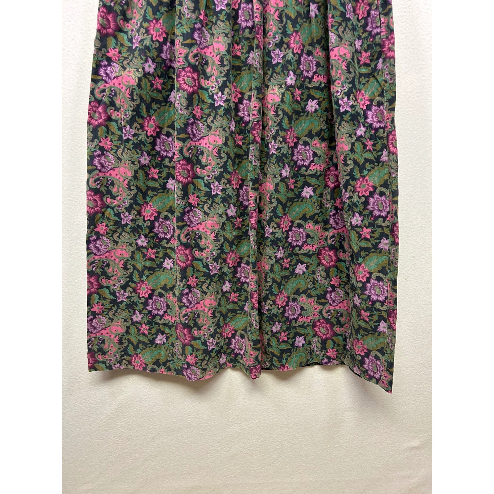 Cottagecore Vintage Eddie Bauer Womens Sm Multicolor Floral Corduroy Midi Dress
