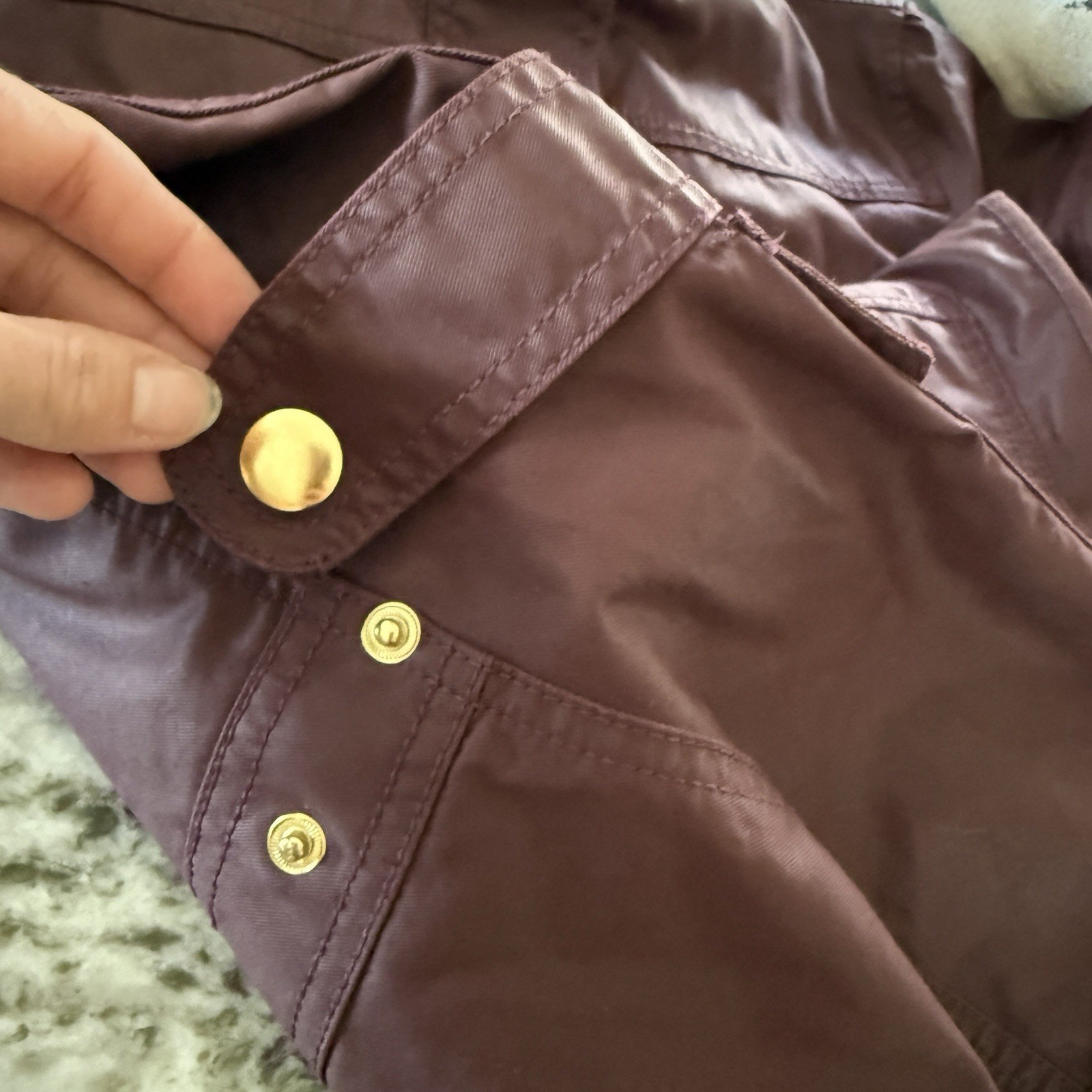 J. CREW Steampunk Coat S Burgundy Shiny Nylon Canvas Military Army Jacket