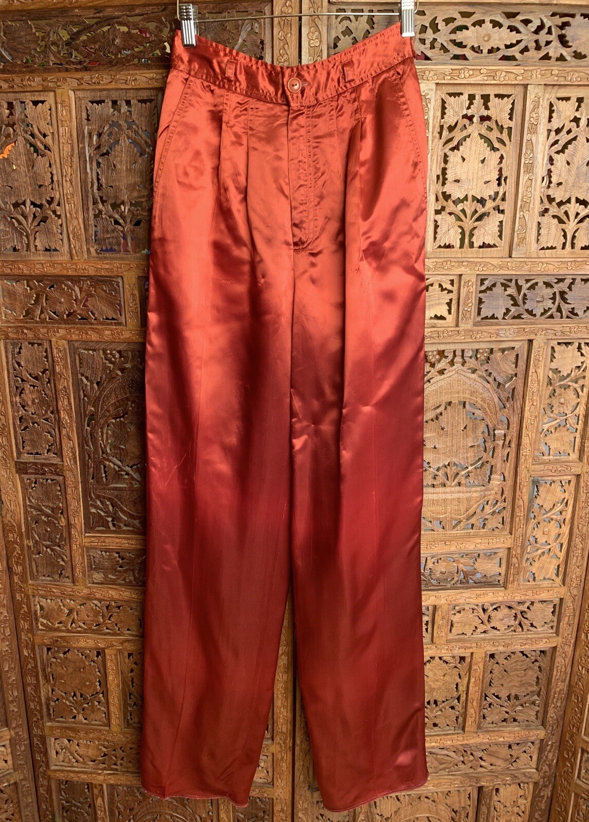 Vintage 70’s Satin Disco Pants High Rise Copper Rust 1970’s 80’s JJ & Co