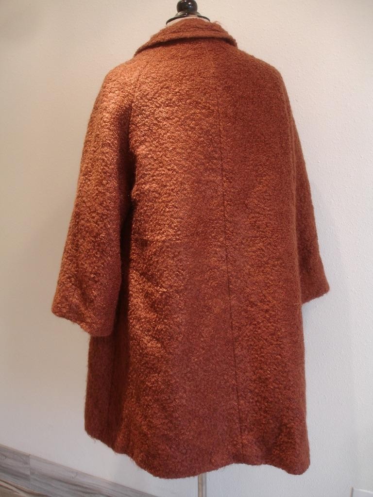Womens L XL Vtg 1940’s Joseph Stein Maraja Heavy Nubby Wool Coat Double Breasted