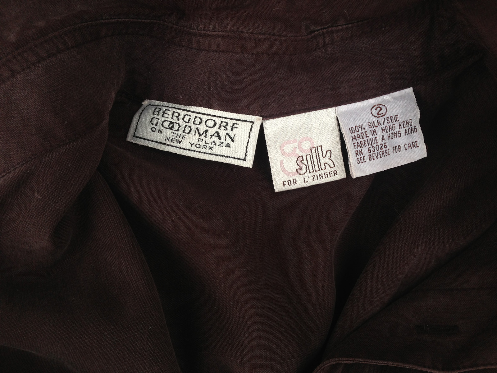 GO SILK L’Zinger ’90 Bergdorf Goodman On the Main Shirtdress Blouson Dress Pckts