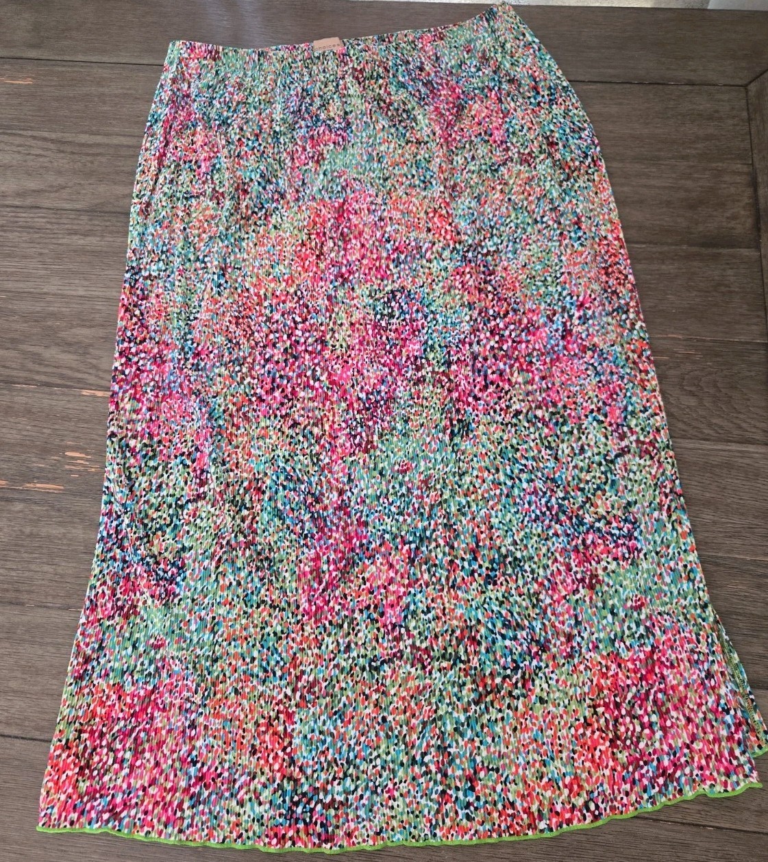Vintage Y2K Choices Woman 2X Crinkle Pleated Multi Color Abstract Boho MaxiSkirt