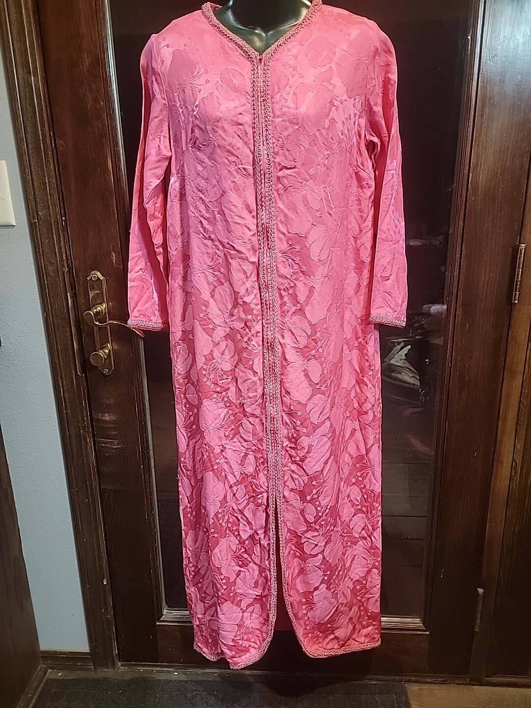 60s Lisanne Vintage Loungewear Melon Pink Medium 36-38″Ch 52 Len Zipper Brocade