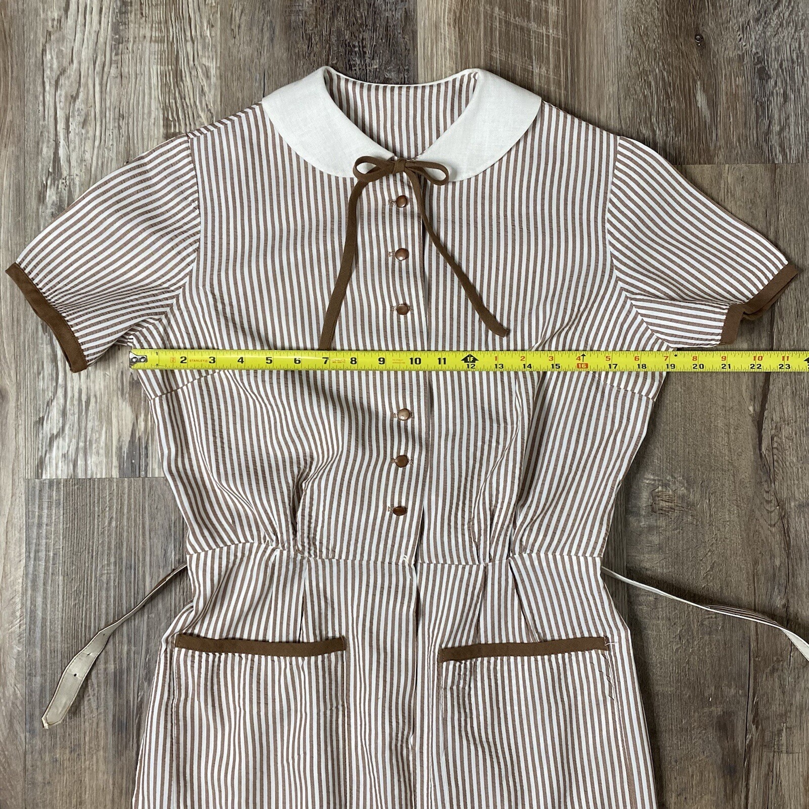 1950s Aldens Fashions Vintage Seersucker Striped Dress Medium NOS Malt Shop