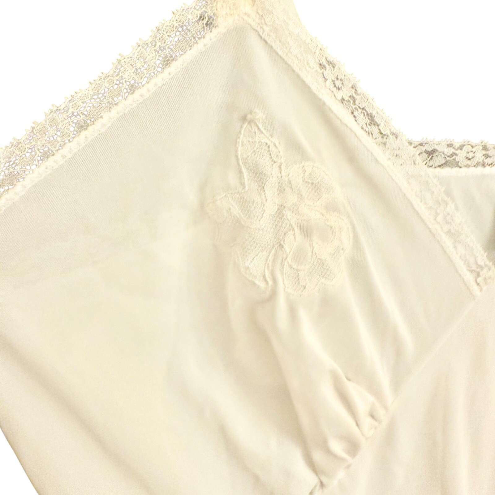 1960s Movie Star Full Slip White Nylon Tricot Lace Trim Sz Large USA