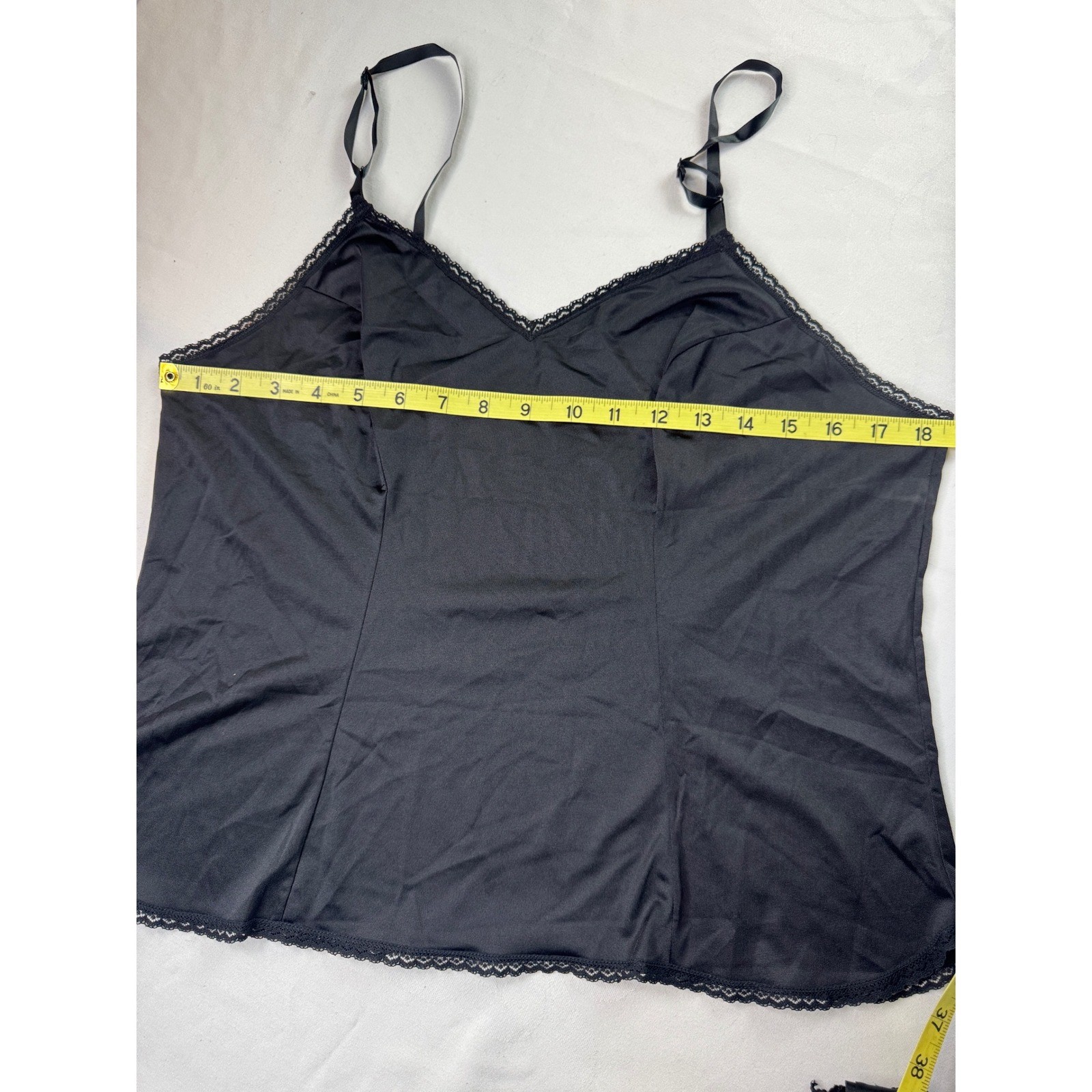 Vintage Sears Black Antron III Nylon Camisole and Half Slip Set Large