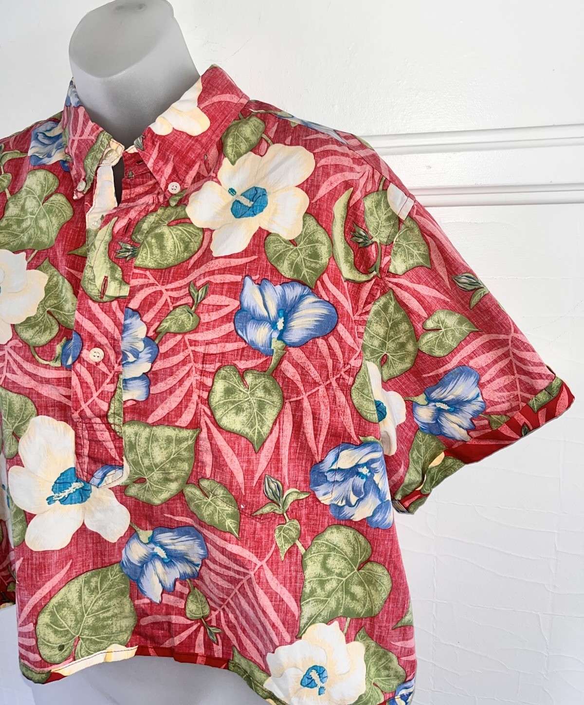 Reyn Spooner Vtg Reverse Cloth Hawaiian Floral Crop Top Customized Keira Designs