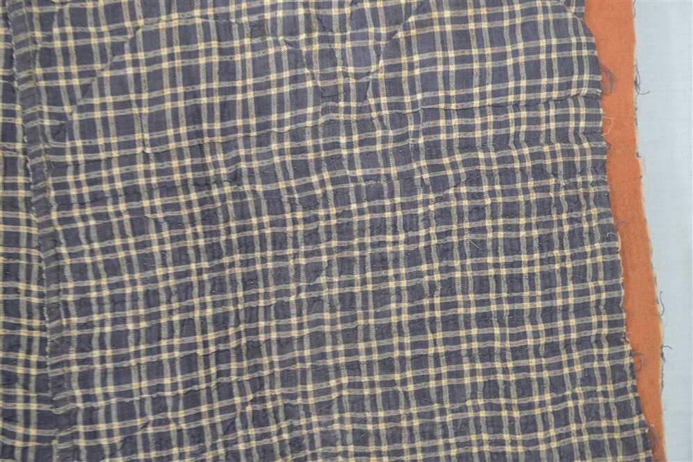 18th 19th petticoat quilted winter blue plaid cotton Civil War Era antique