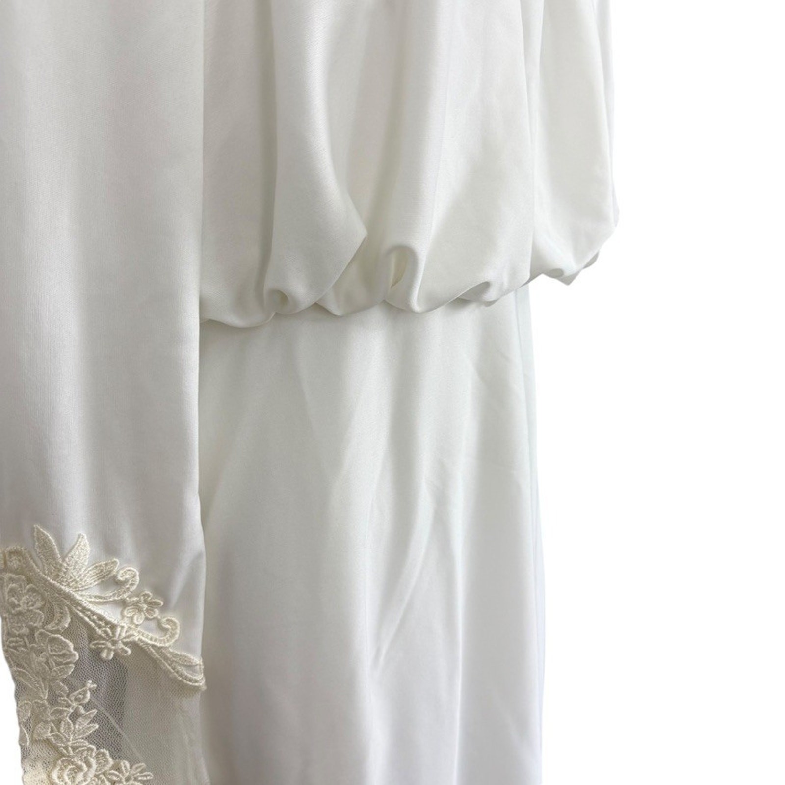 JC Penney Fashions Vintage Wedding Dress Train Long Sleeve Blouson Union Tag M