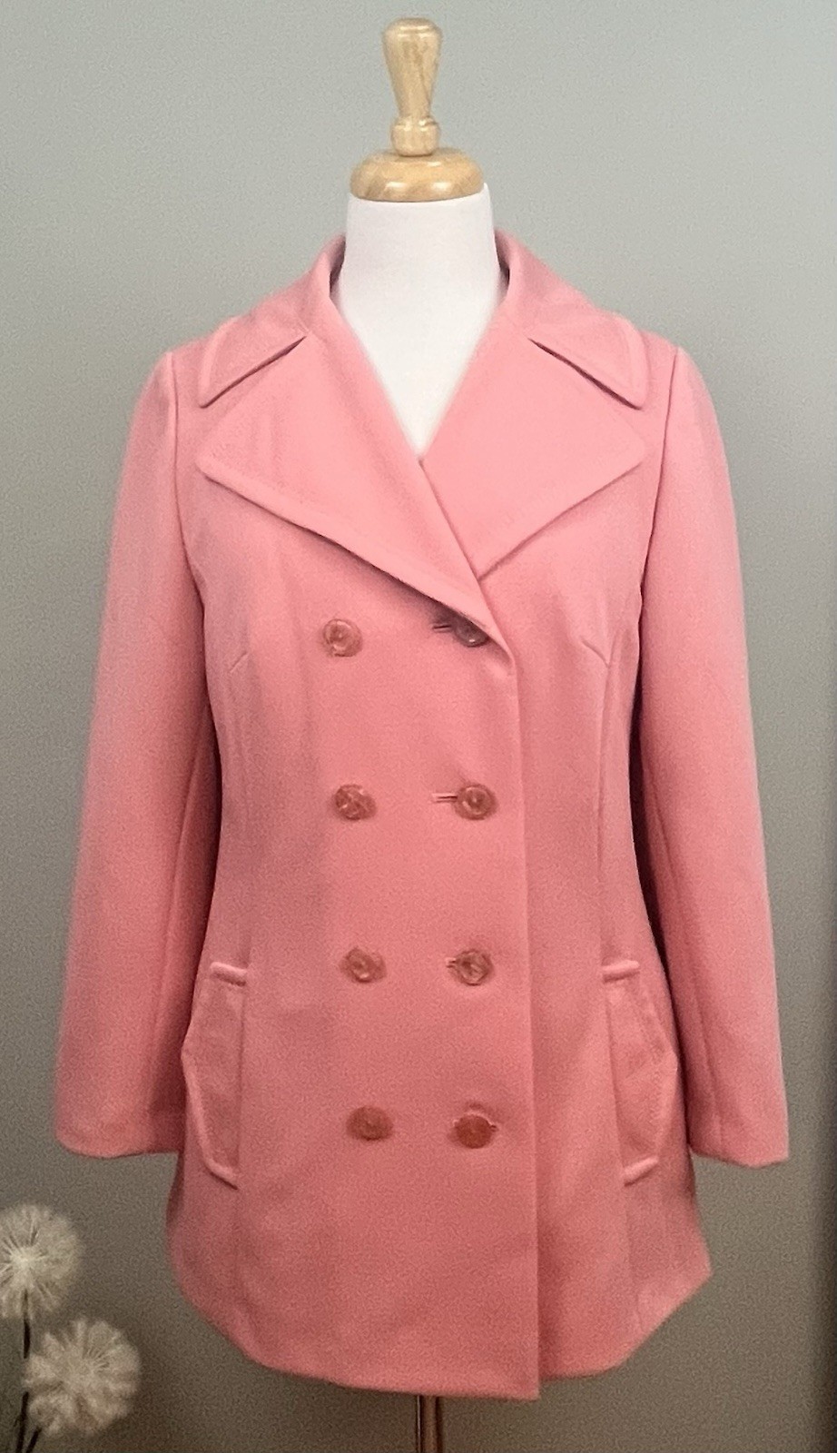 Vintage Bromleigh Women’s Overcoat Pink Full Button Up Size Medium/Large