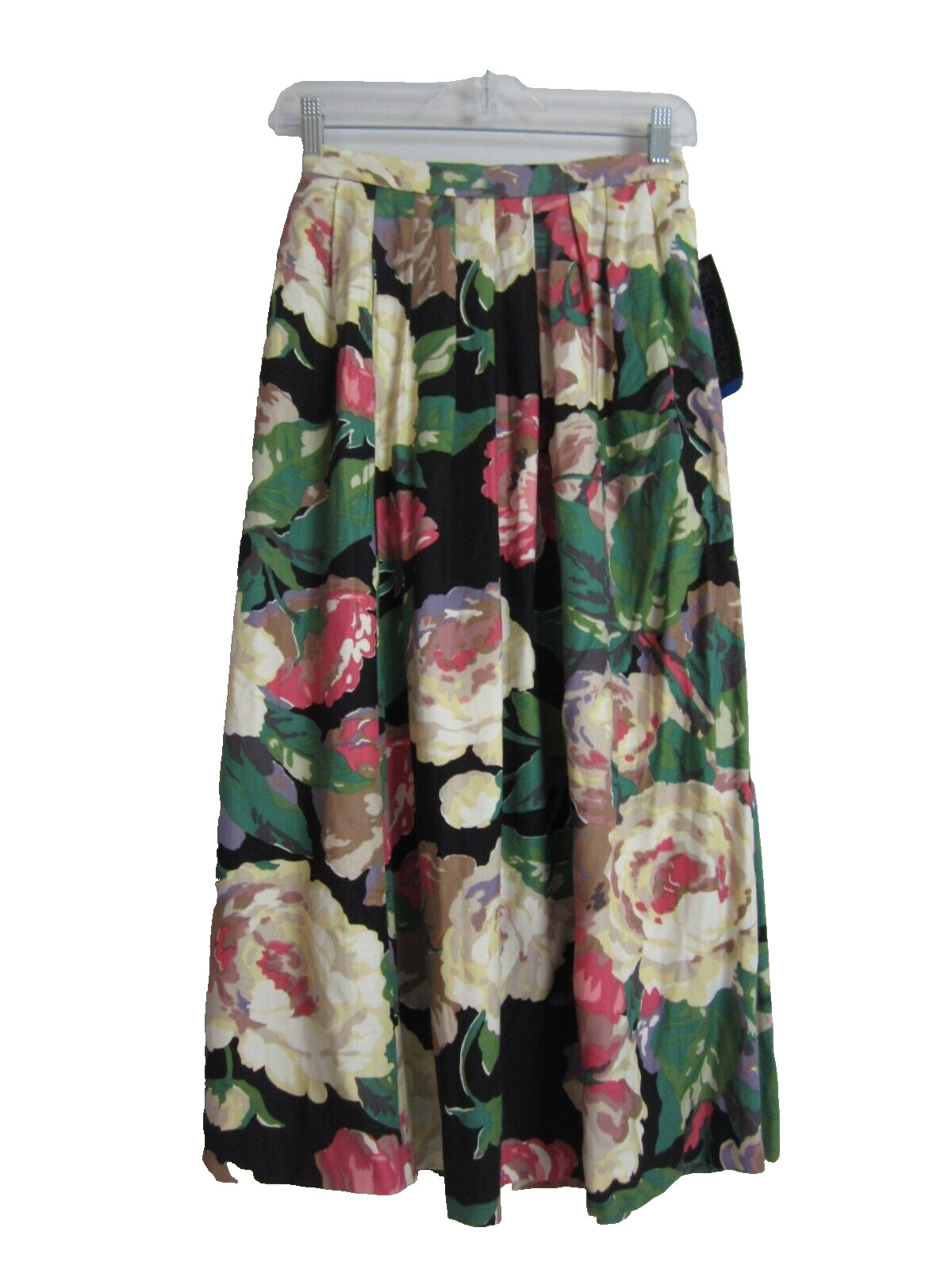 New Vtg JM Collectibles Womens 8 Floral Midi Skirt Wool Rayon Waist 24″ XS