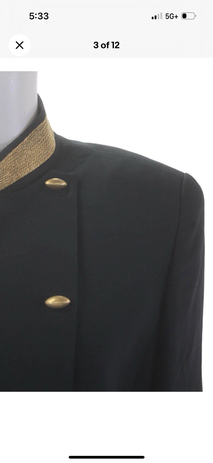 Vintage 80’s Florine Wachter Power Suit Black Gold Power Suit Skirt Set US 12