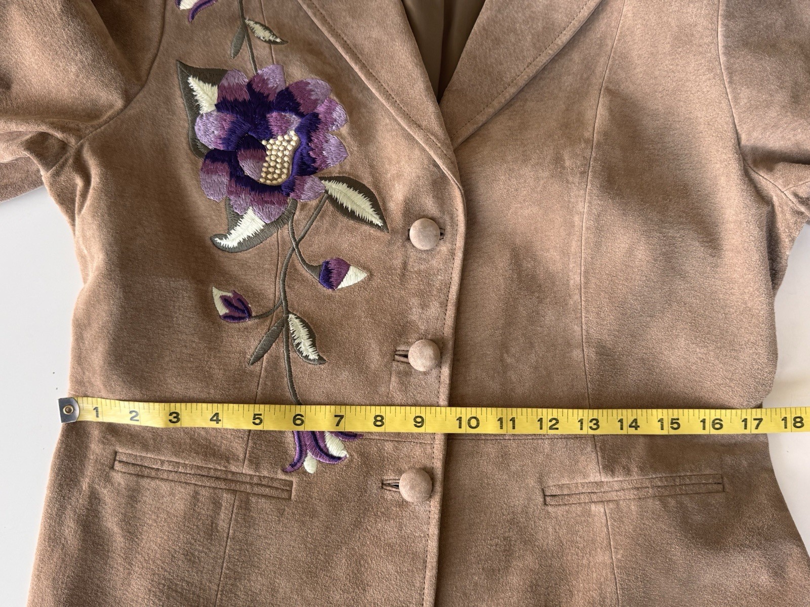 90s Brownstone Studio Leather Suede Floral Embroidered Boho Jacket & Skirt 10